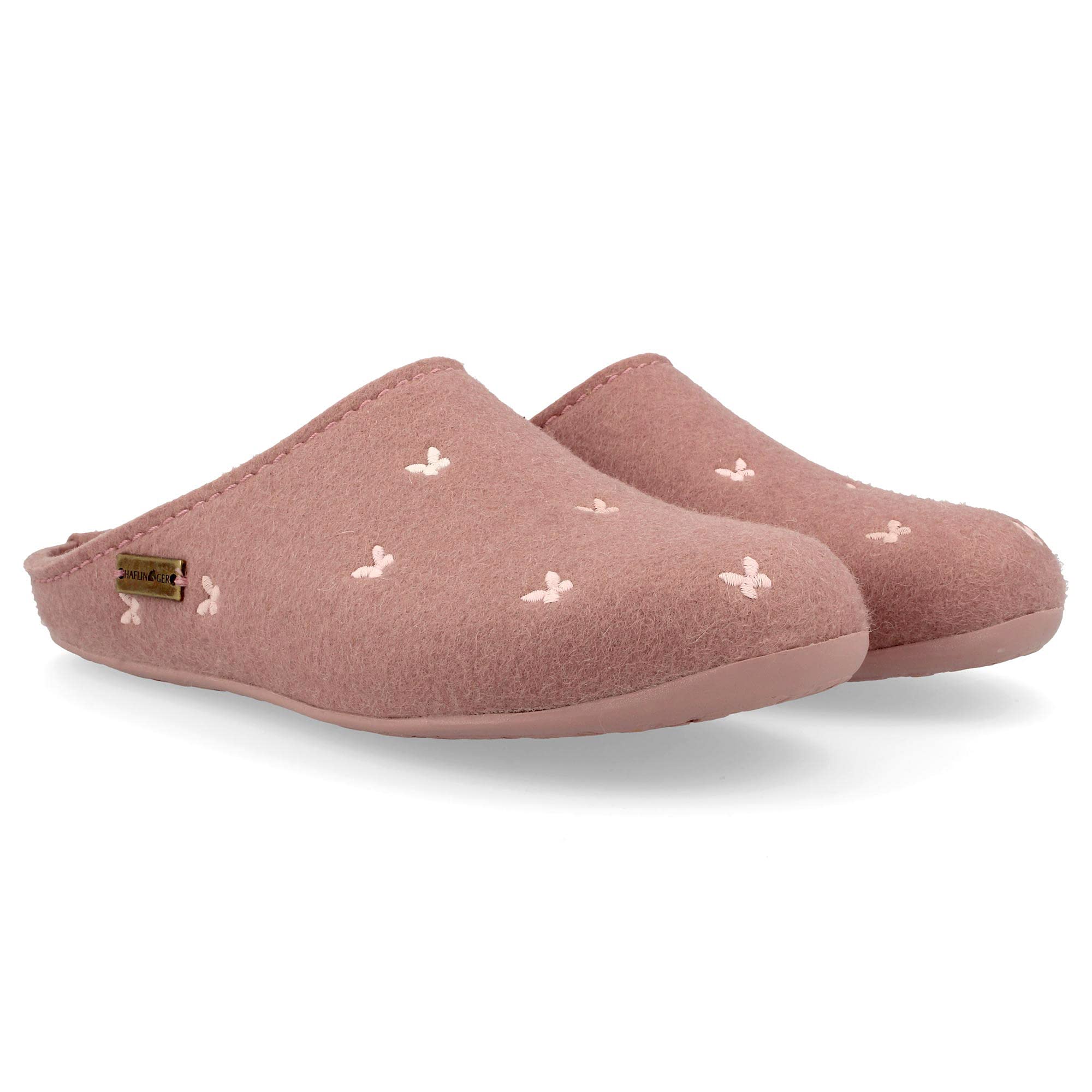 HAFLINGER Fafalline Wool Felt Butterfly Motif Women's Slip-On Mule Slippers - Cozy Indoor/Outdoor House Shoes for Women & Men - Perfect for Home, Office & Relaxation
