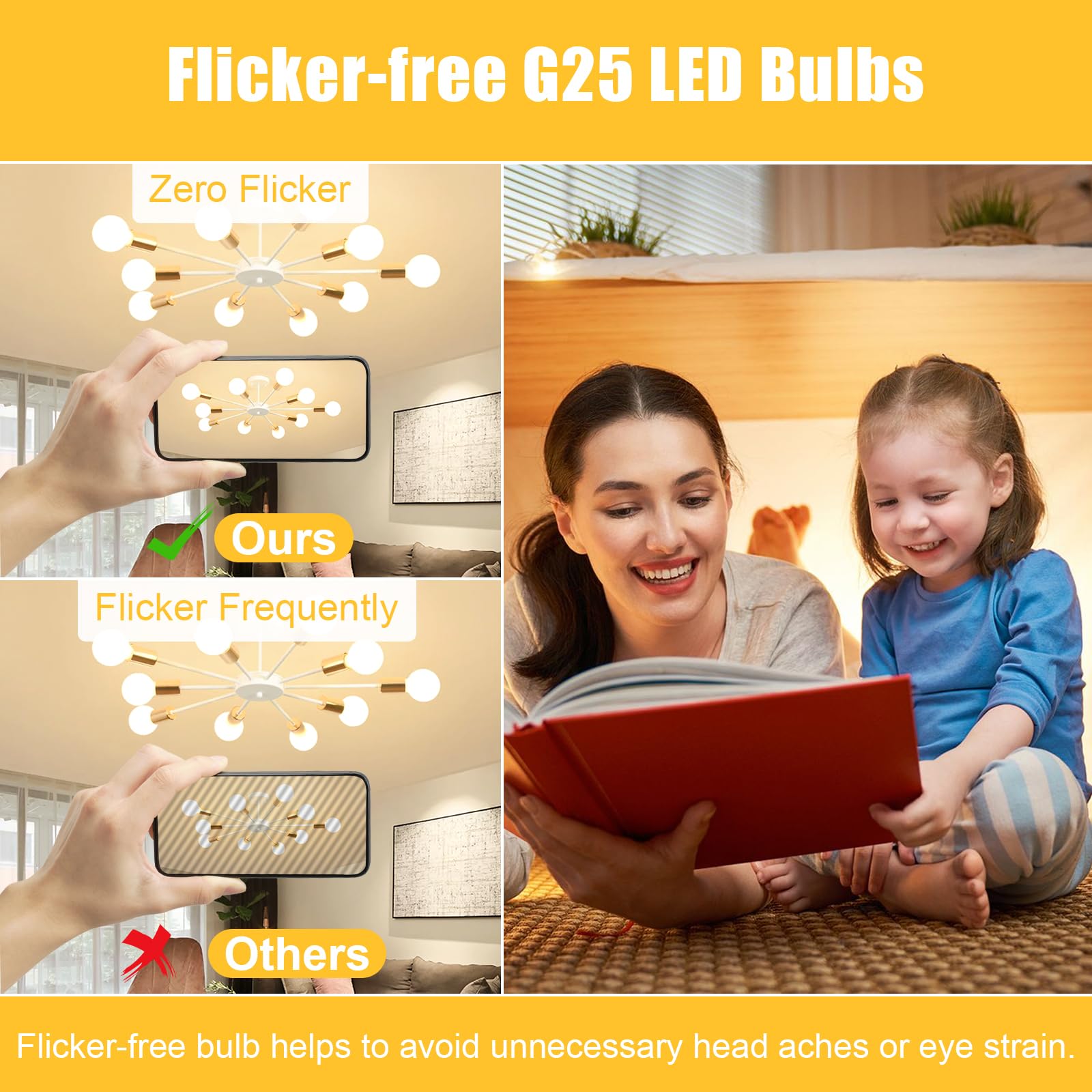 Hansang 8 Pack G25 LED Bathroom Light Bulbs 3000K Warm White E26 Base - 60W Equivalent Vanity Globe Bulbs (5W, 500LM, CRI 85+, Non-Dimmable) for Vanity Mirror, Makeup Area & Bathroom Lighting