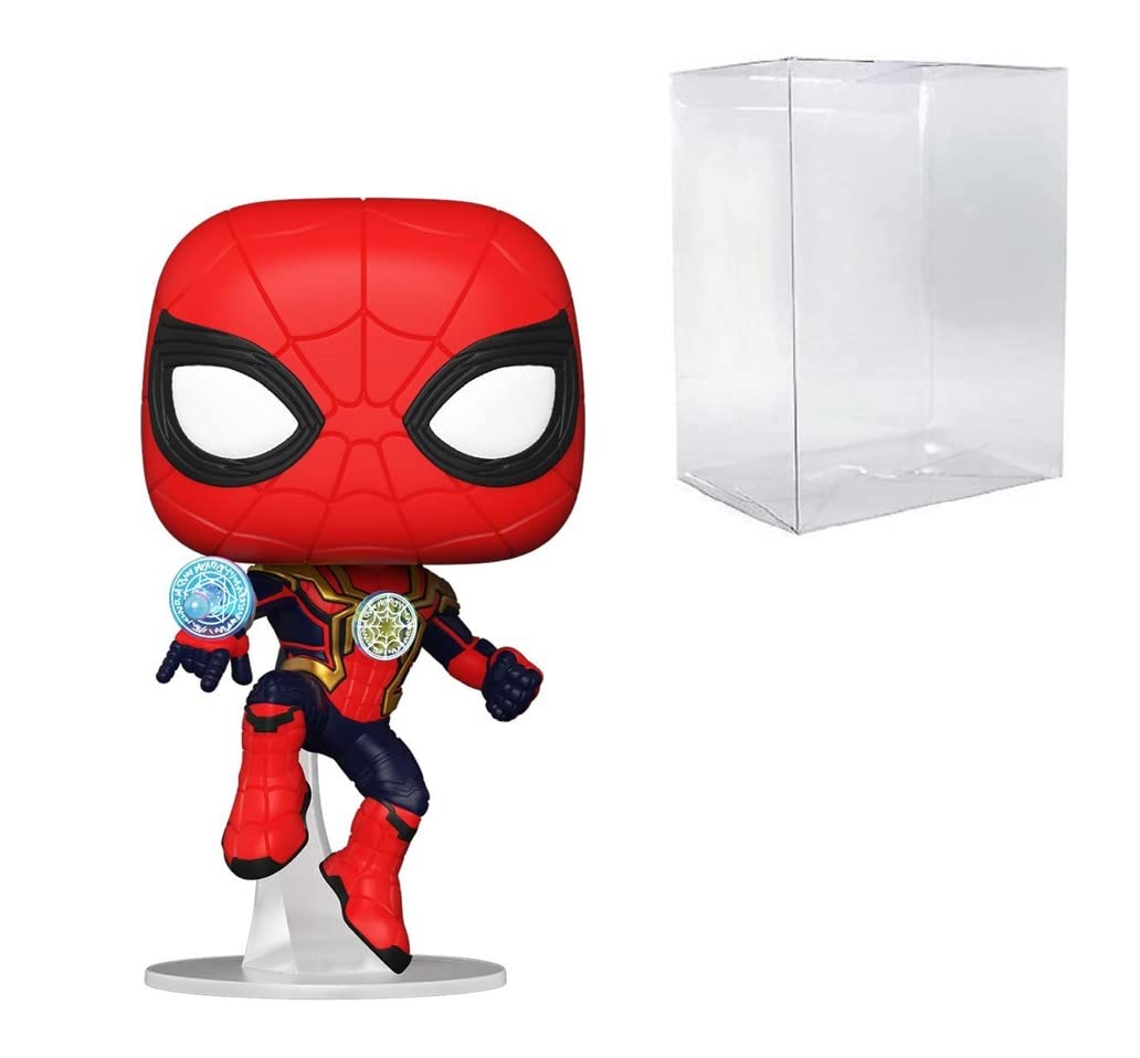 Funko Pop! Marvel Spider-Man No Way Home - Spider-Man Integrated Suit Vinyl Figure with Pop Protector Case | Collectible Action Figure for Marvel Fans, Home Decor, Office Display & Gift Idea