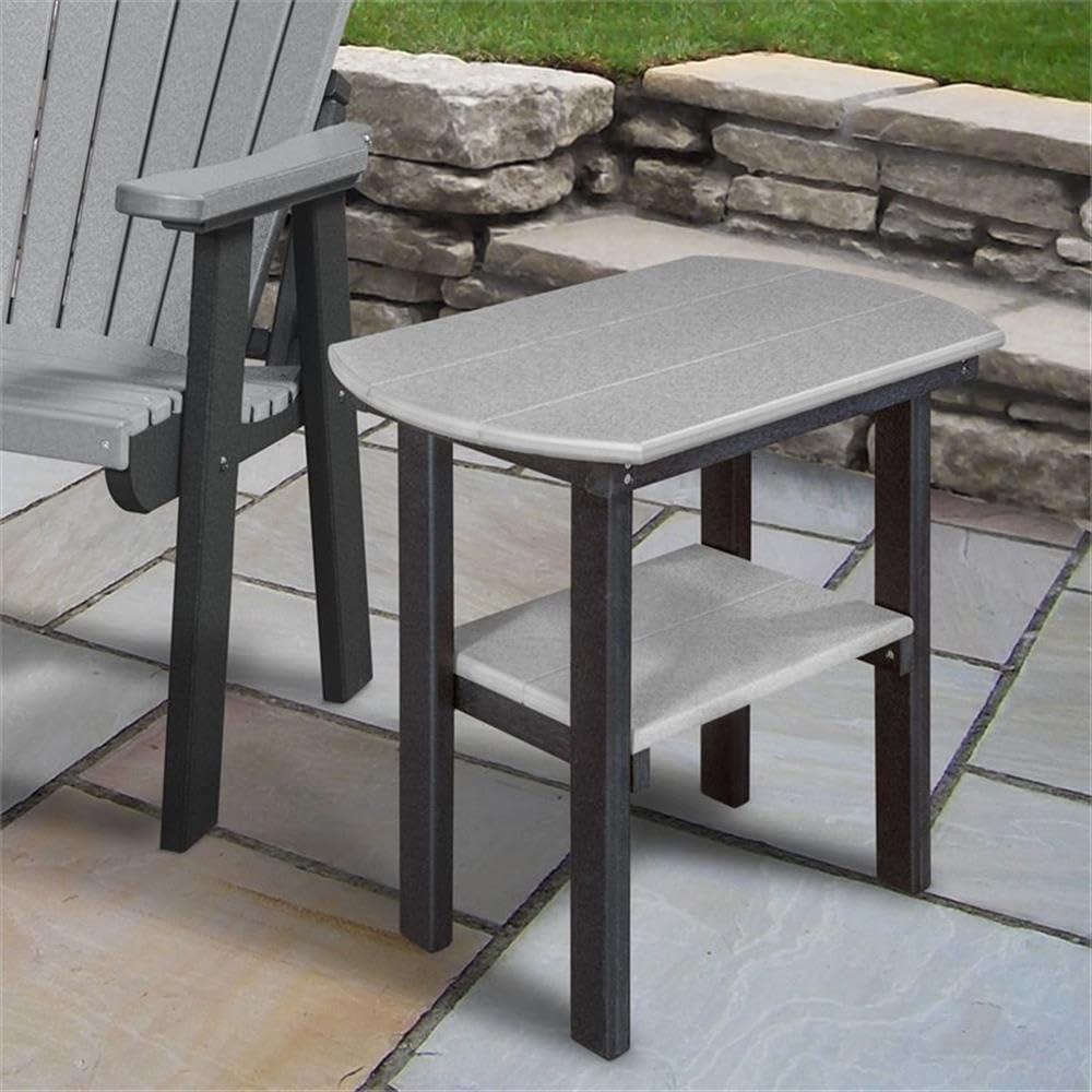 American Furniture Classics 525LGB Oval End Table - Gray and Black Accent Table for Living Room, Bedroom & Office - Modern Side Table with Sturdy Metal Base