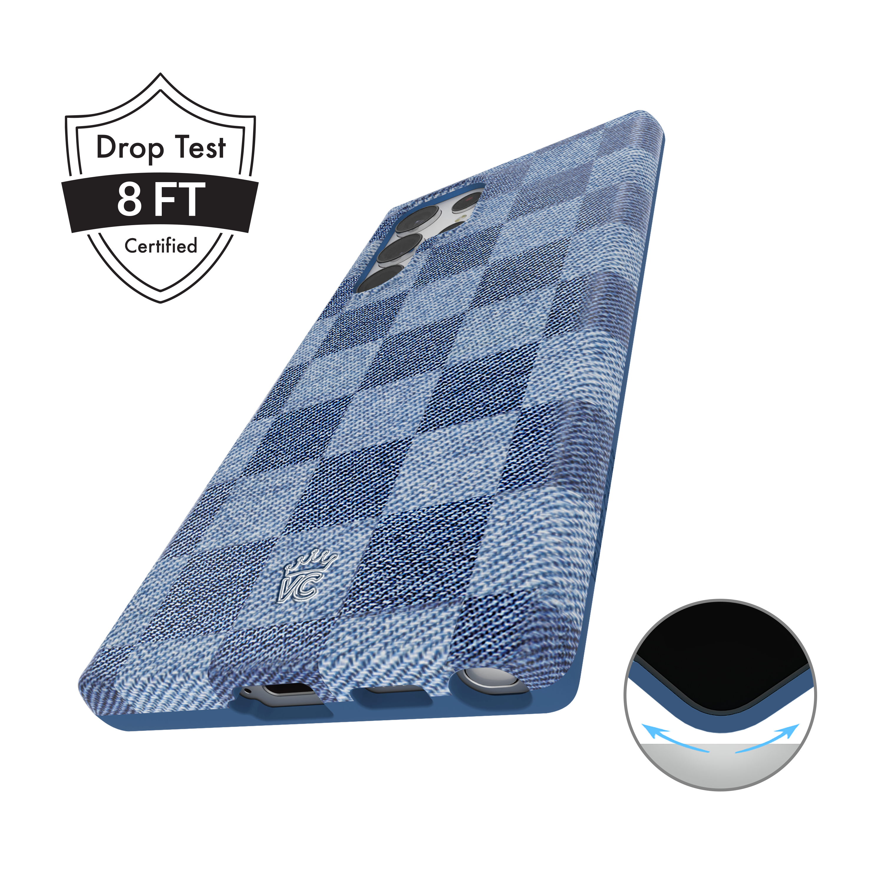 Samsung Galaxy Phone Case - Stylish Denim & Checkered Design - Protective Cover for Everyday Use, Work, and Travel