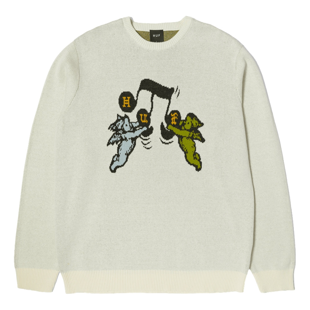 HUF Song Intarsia Sweater - Linen Blend Knitwear for Men & Women | Cozy Fall & Winter Fashion | Perfect for Casual Outfits & Streetwear