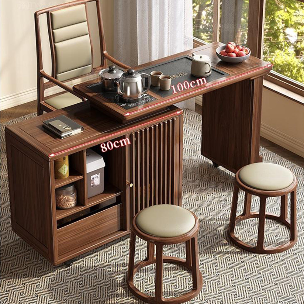 Extendable & Rotatable Walnut Tea Table - Adjustable Coffee Table for Living Room, Perfect for Small Spaces, Reading Nook, or Home Office