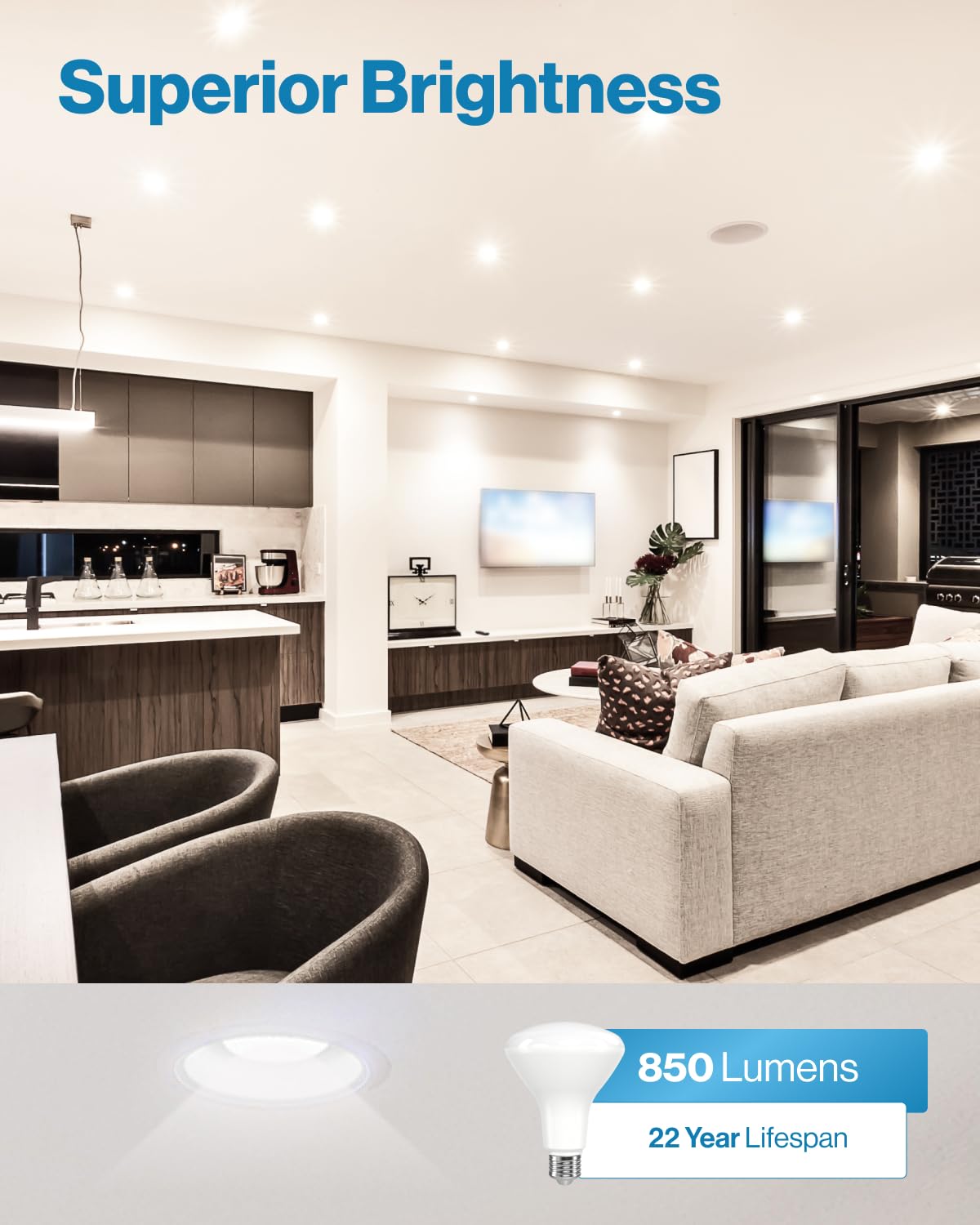 Sunco 12 Pack BR30 LED Light Bulbs - 11W (65W Equivalent) 850LM 5000K Daylight Dimmable E26 Base - Recessed Can Lights for Home, Kitchen, Bedroom, Office - Energy Saving Indoor Flood Bulbs UL Listed