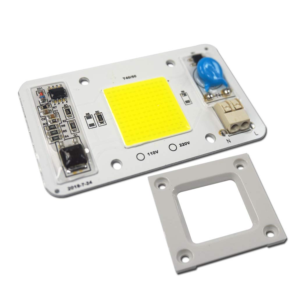 10PCS AC220V 50W Cold White 20000K COB LED Chips with Smart IC Driver - No Welding Required for DIY LED Floodlight & Spotlight - Perfect for Home Lighting, Stage Effects, and Outdoor Landscape Lighting