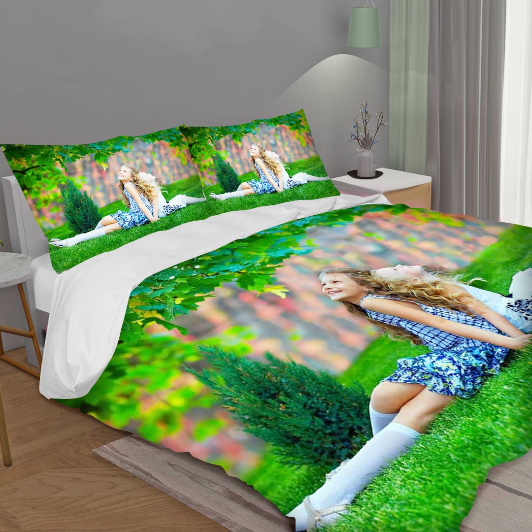 Custom Printed Duvet Cover Set - Personalized Photo, Text & Logo Bedding - 3 Piece Easy Care Zipper Closure for Family, Kids, Couples - Perfect for Birthday, Friendship & Nursery Decor (No Comforter Included) | Home Decor Gift Idea & Cozy Bedroom Upgrade