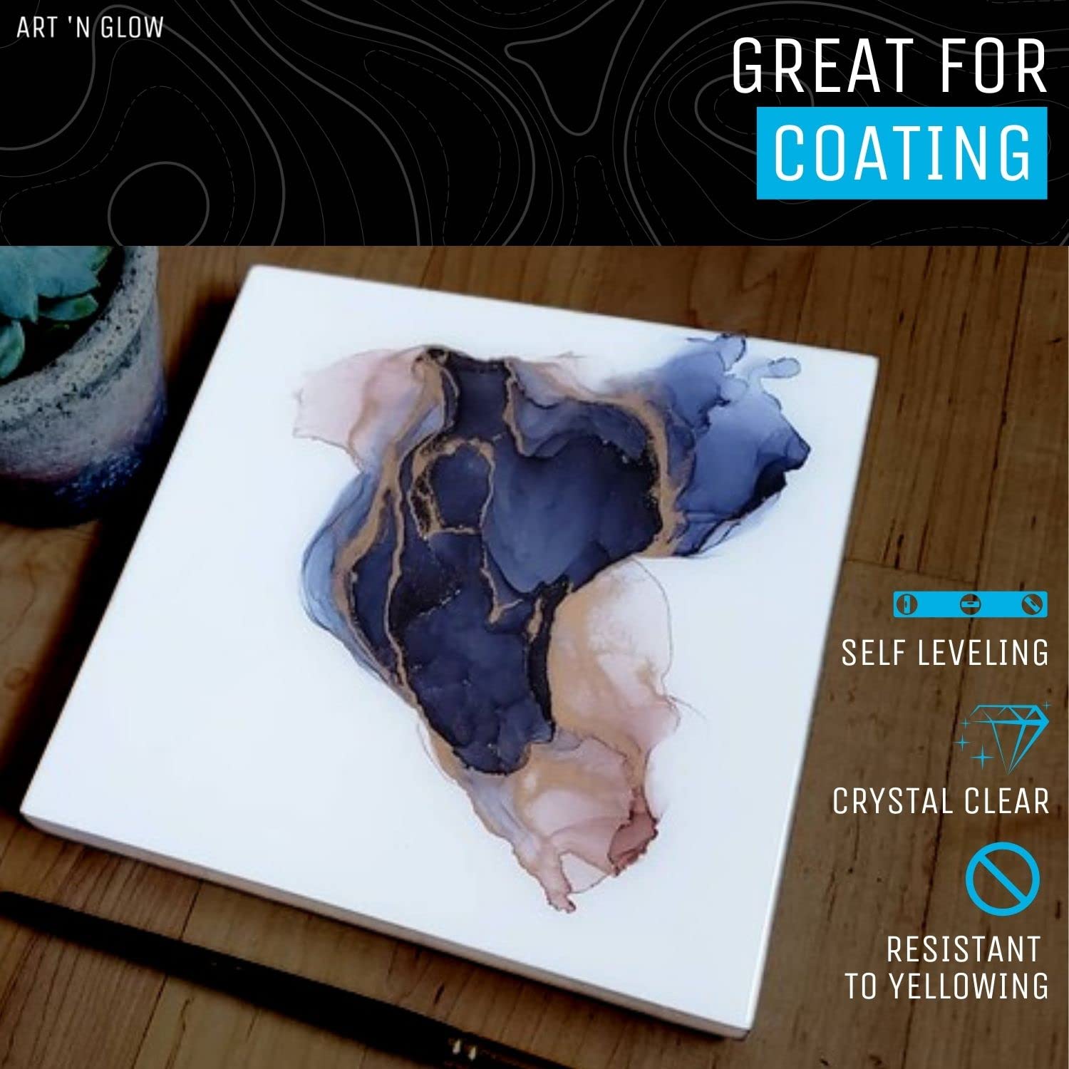 Premium Epoxy Resin Kit for Crystal Clear Casting & Coating – 1 Gallon – UV Resistant, Non-Yellowing, Low Odor, Self-Leveling – Ideal for Art, Jewelry, Woodworking, Tumblers, Molds & DIY Crafts – Made in USA – Perfect for Home Decor, Resin Art Projects, and Professional Coatings