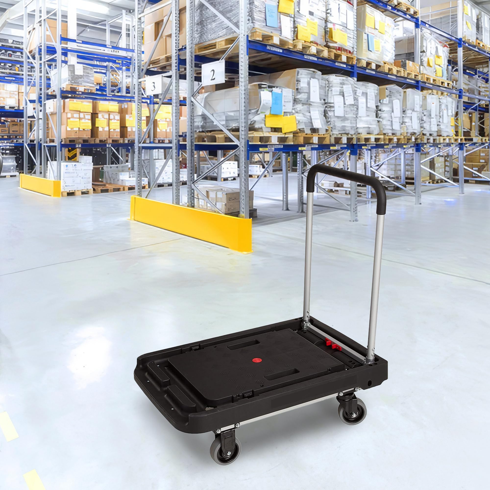 Magna Cart Foldable Dolly Cart - Heavy Duty Platform Hand Truck with Wheels 500 lbs Capacity - Perfect for Moving, Warehouse, Home & Office Use