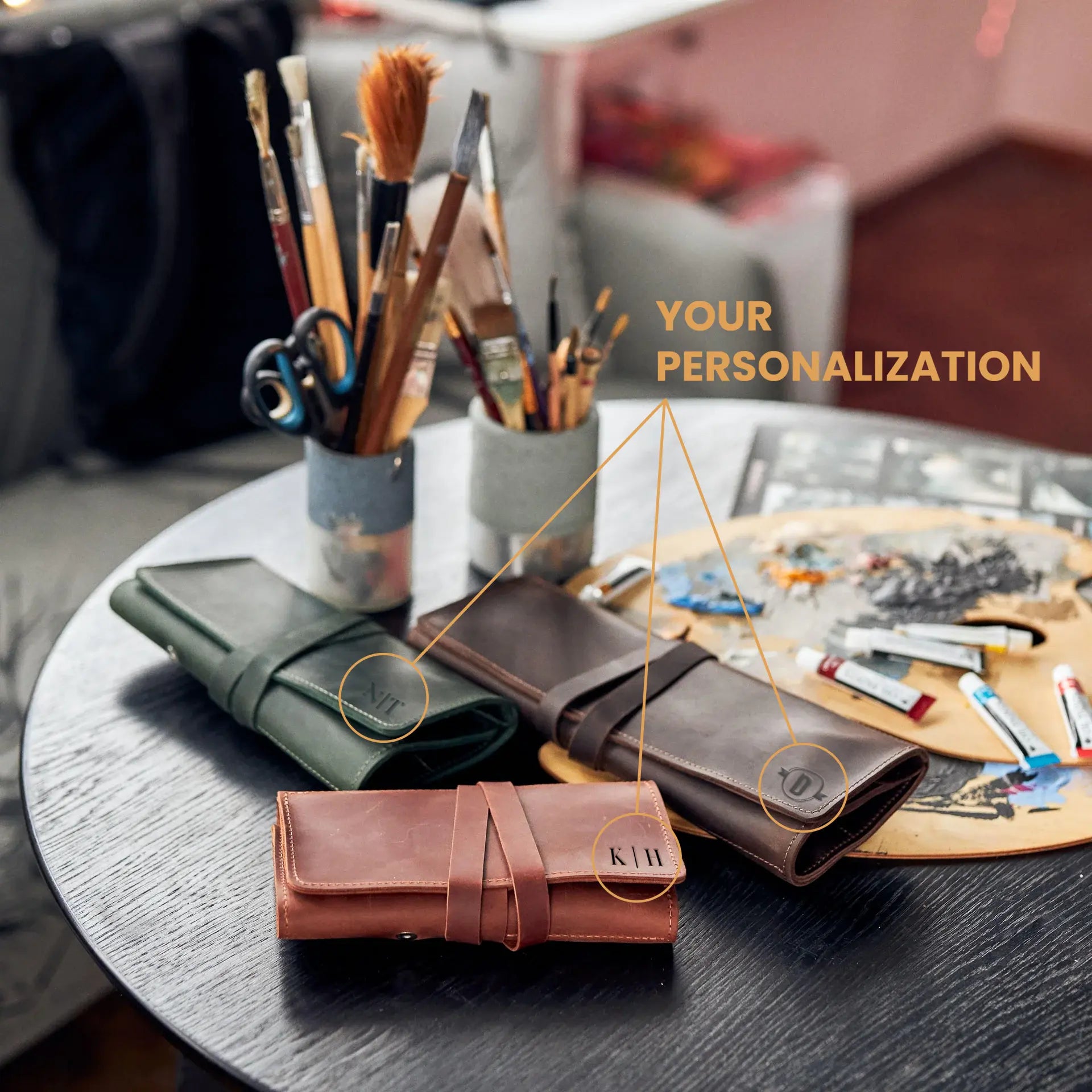 Handmade Genuine Leather Pencil Holder - Premium Office Desk Organizer for Pens, Markers & Stationery - Perfect for Home Office, Study & Gift Giving
