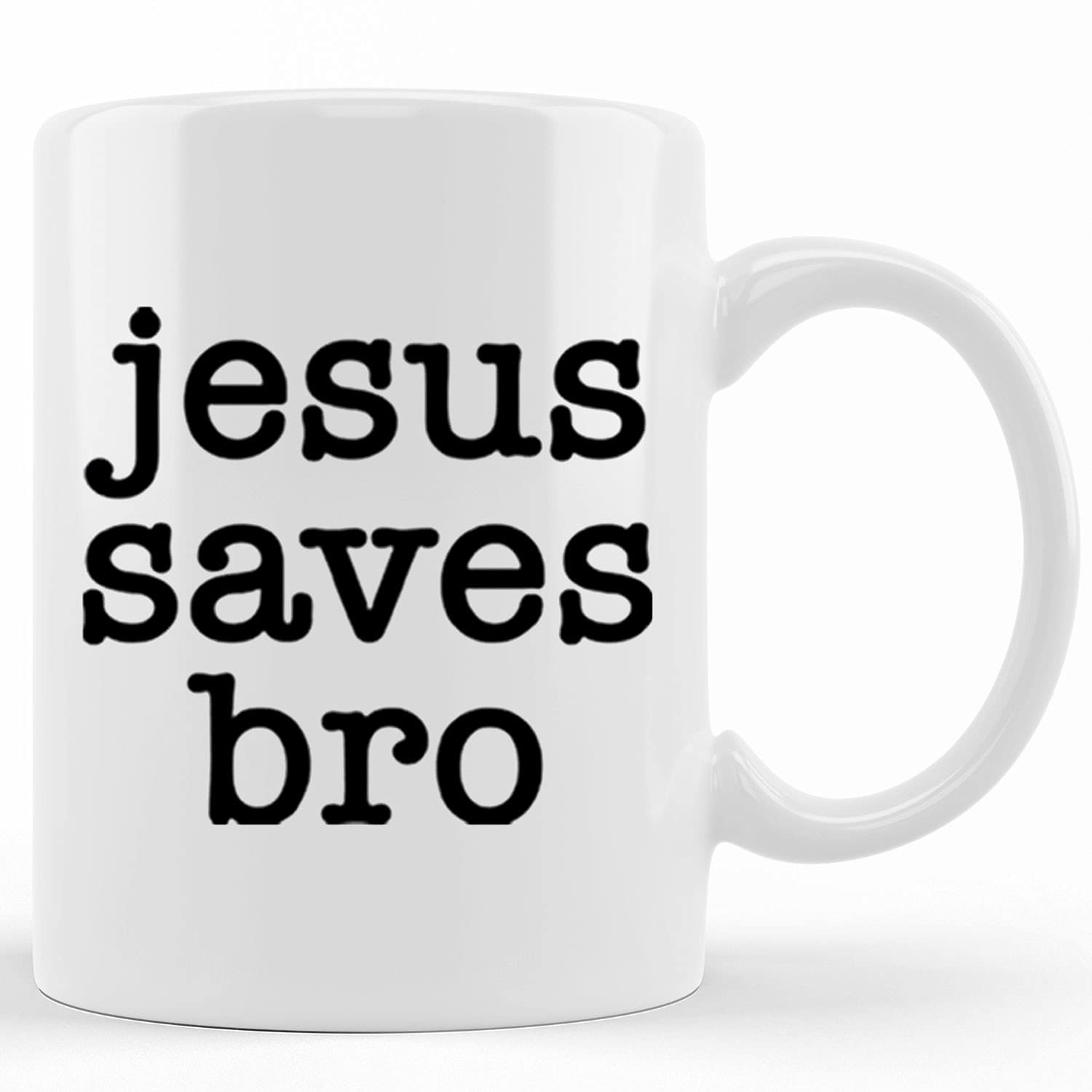 Jesus Saves Bro Christian Coffee Mug - 11oz & 15oz Ceramic Religious Mug with Inspirational Message - Perfect for Bible Study, Church Gifts & Christian Home Decor - Funny Novelty Tea Cup for Believers