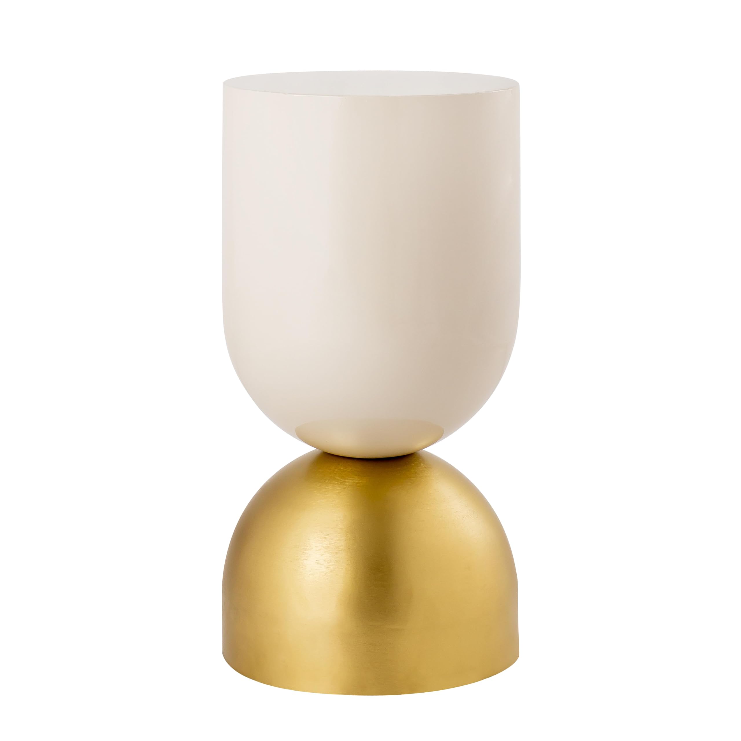 Pasargad Home Calista Round Iron Side Table - Gold/Ivory Small Accent Table for Living Room, Bedroom & Office - Luxury Sofa End Table for Indoor Decor & Workspace
