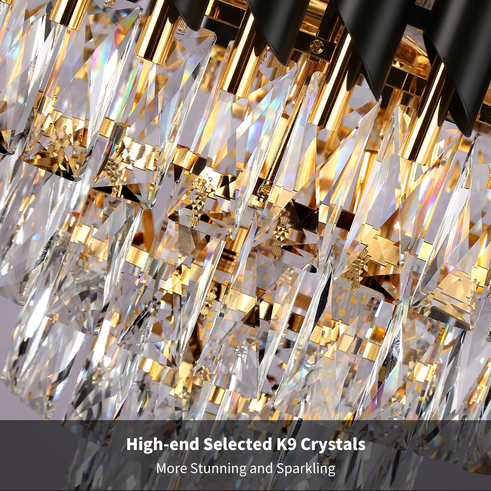 Gold and Black Crystal Chandelier - 20