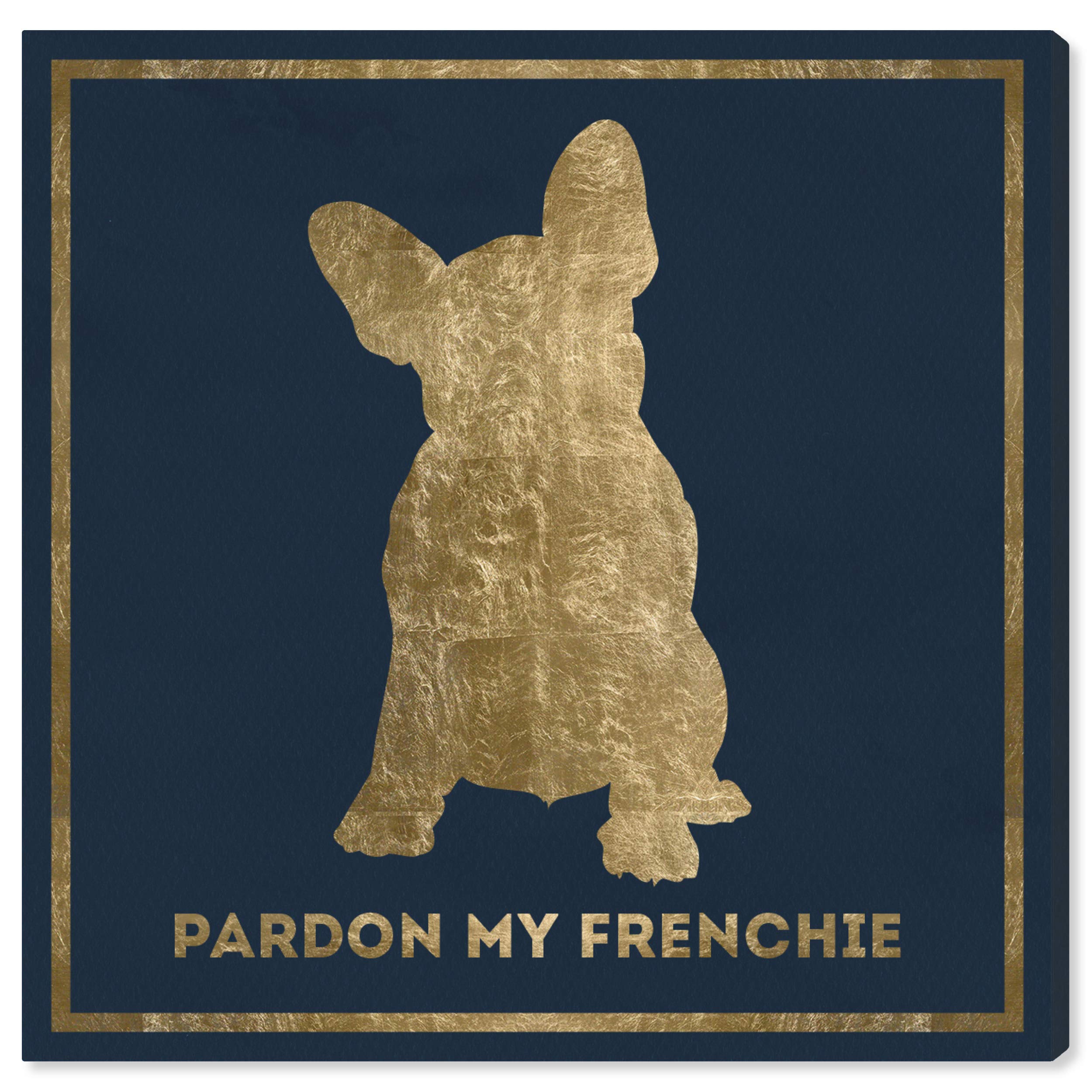 Oliver Gal Artist Co. 'Frenchie' Typography Wall Art Canvas Print - 12x12 Inches Gold & Black Quote Home Decor - Perfect for Living Room, Bedroom & Office Wall Decor