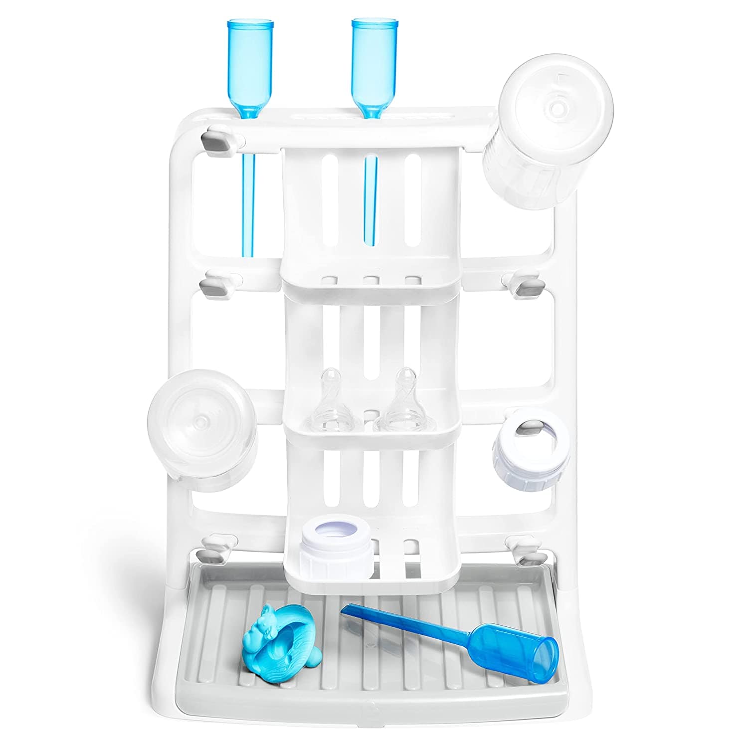 Munchkin Tidy Drying Bottle Rack - Baby Bottle Drying Stand with Drain Tray for Nursery, Kitchen & Travel - BPA-Free Plastic Baby Bottle Organizer for Breastfeeding Essentials
