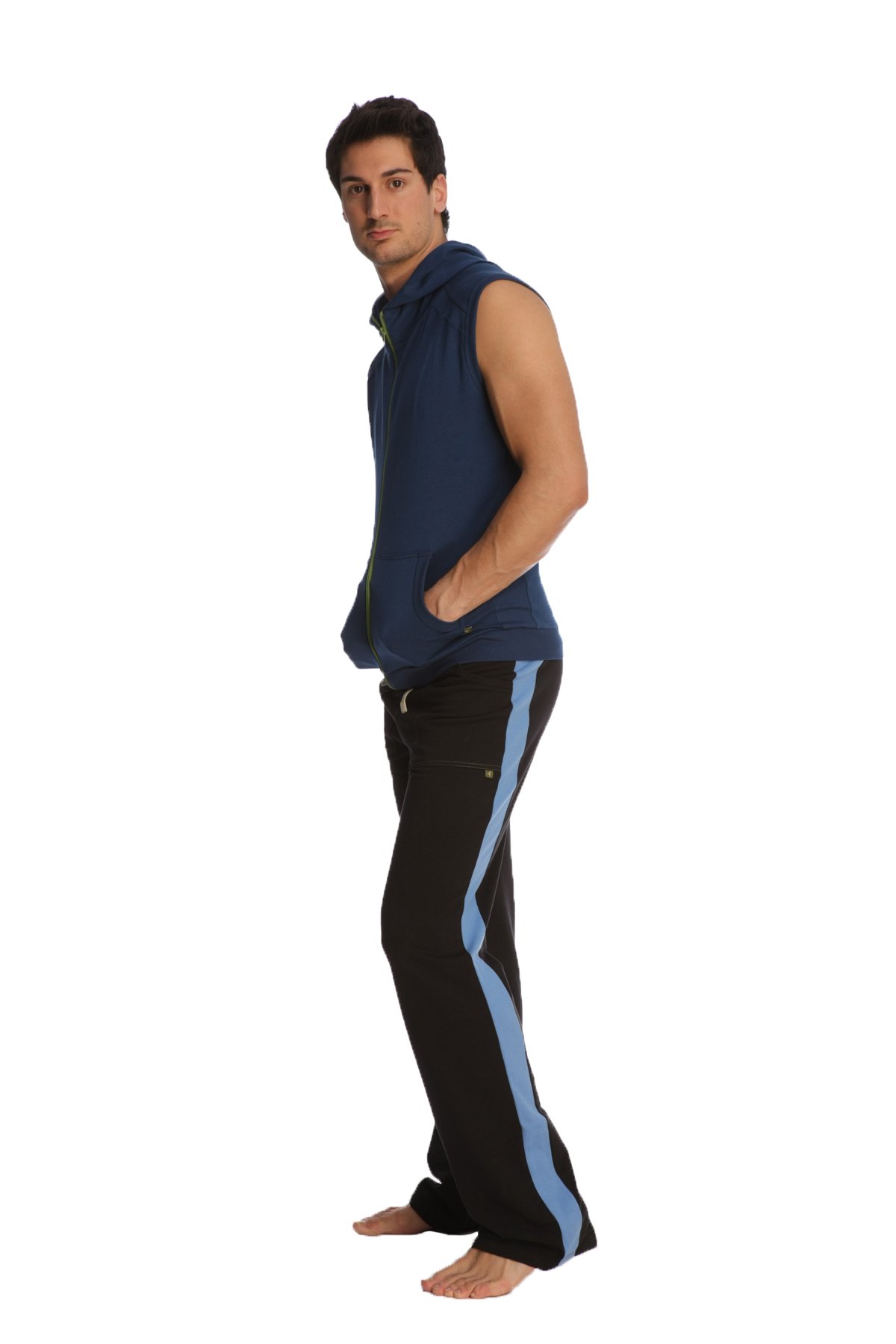 4th Men's Sleeveless Hoodie - Modal French Terry Workout Top for Yoga, Gym & Resort Wear | Stretchy European Fit | Made in USA | Perfect for Fitness Training & Beach Vacations