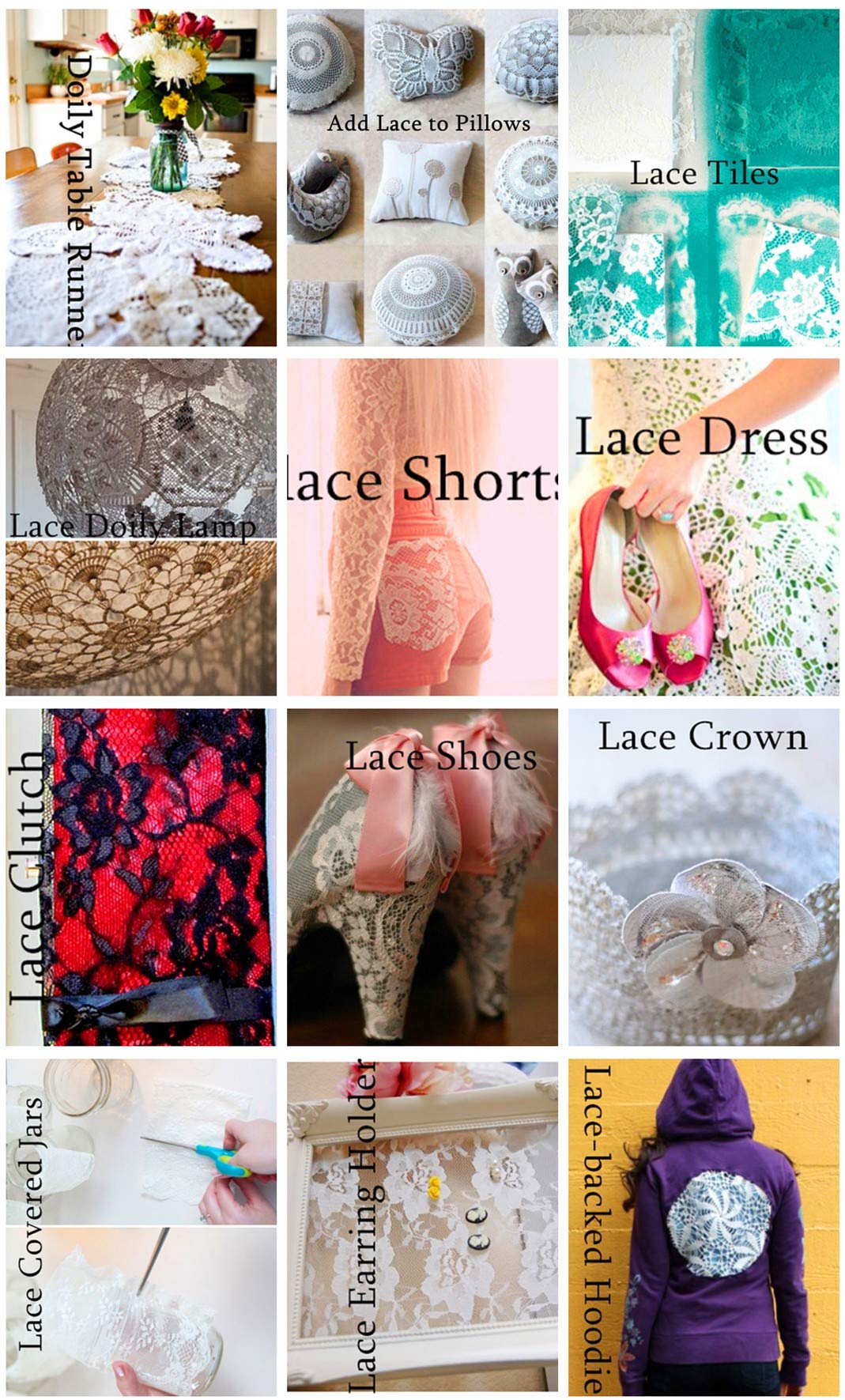 11 Yards 6-Inch Rose Embroidered Stretch Lace Ribbon Trim - DIY Sewing Fabric for Garment Embellishments, Burlap Party Decor, Wedding Table Runners & Craft Projects (Rose) - Perfect for Bridal Accessories, Costume Design, and Home Decor