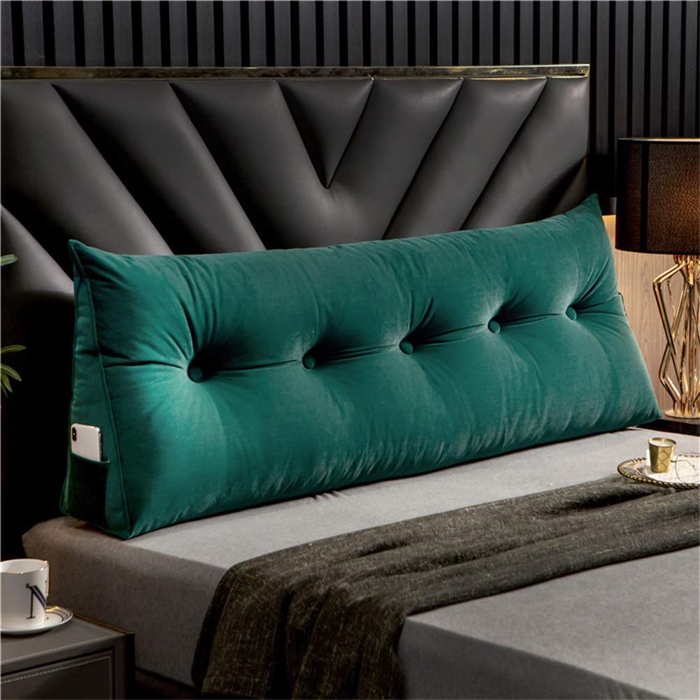 XFXDBT Large Triangular Backrest Pillow for Bed - Wedge Bolster Headboard Support with Removable Cover (Green, 200x23x50cm/78x9x19inch) - Perfect for Sitting Up in Bed, Reading, Watching TV, and Back Support