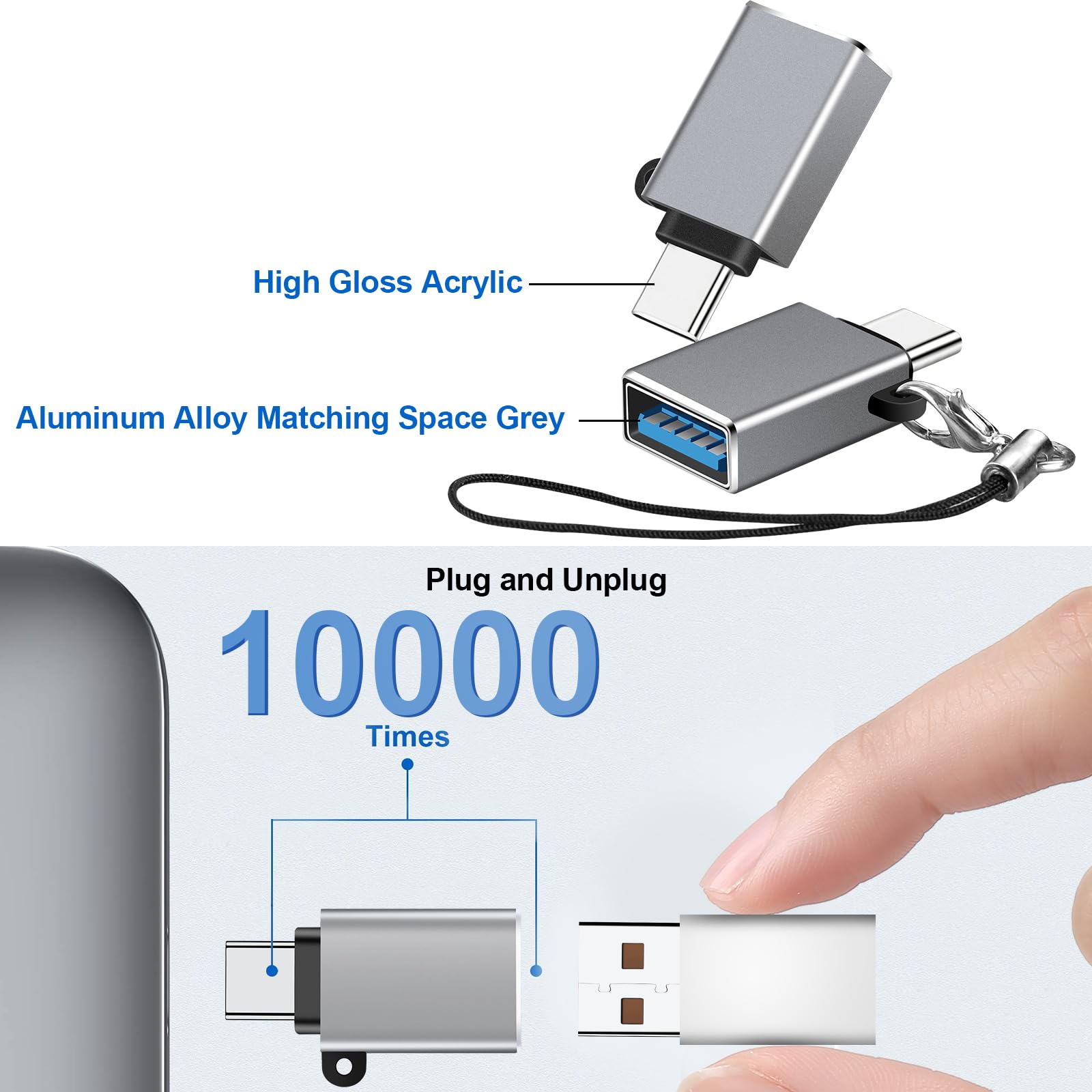 8-Pack USB C to USB Adapter - USB to USB C Converter with OTG Support - Compatible with iPhone 15, MacBook Pro/Air, iPad Pro, Galaxy S20-S23 - Fast Charging & Data Transfer - Perfect for Travel, Office & Home Use (Grey)