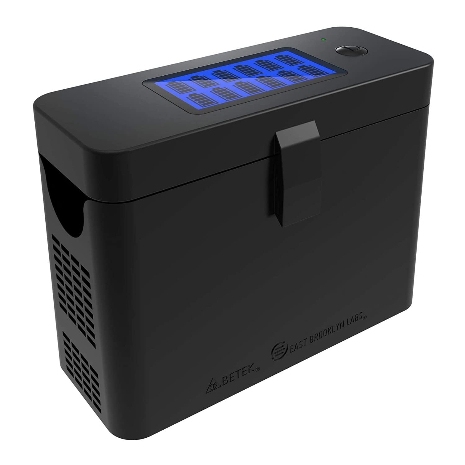 East Brooklyn Labs RadCad AA Rechargeable Battery Charger with Storage Caddy - Fast Charging for AA NiMH Batteries - Perfect for Cameras, Gaming Controllers & Smart Home Devices