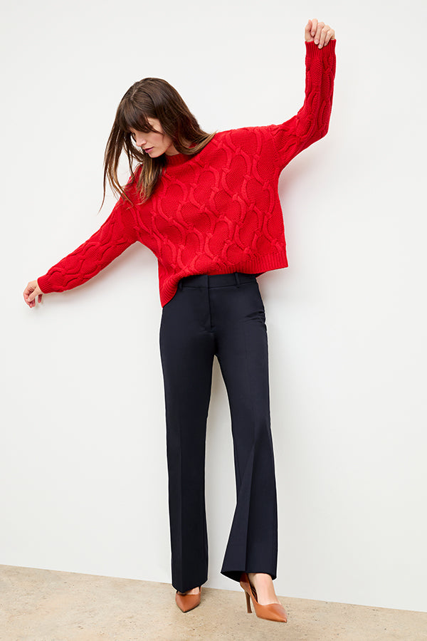 Horton Flare Trouser - Washable Wool Twill Pants for Women, Dark Navy - Perfect for Office Wear & Casual Outfits