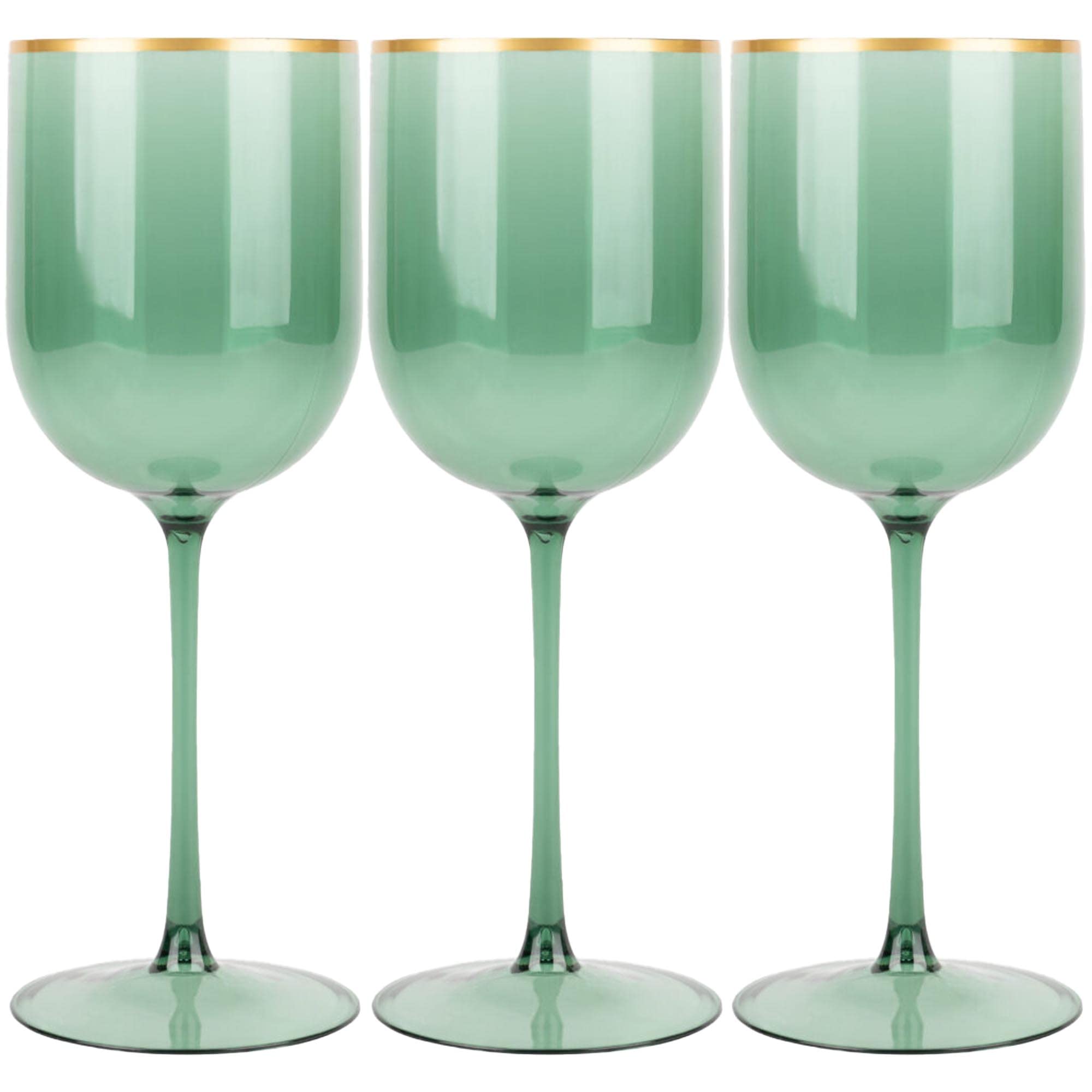 EcoQuality 12 oz Translucent Plastic Wine Glasses with Gold Rim - Shatterproof Reusable Stemware for Weddings, Parties & Events (120 Pack) | Elegant Disposable Drink Cups for Cocktails, Champagne & Beverages