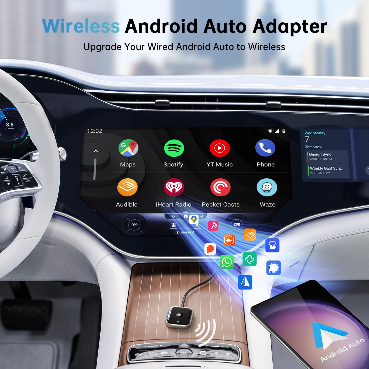 Wireless Android Auto Adapter - Plug & Play for Cars, Fast & Seamless Connection - Perfect for Commuting & Road Trips