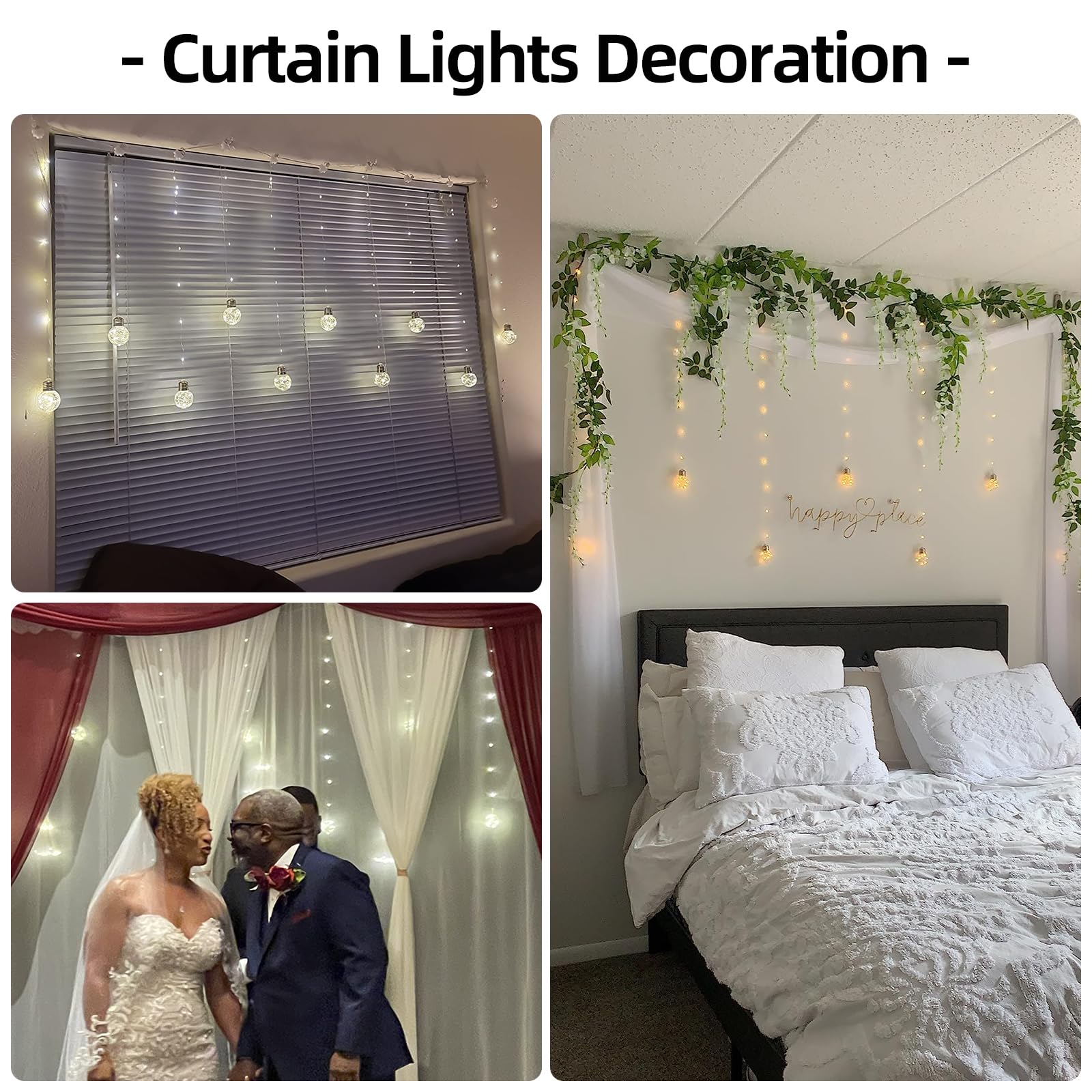 300 LED Fairy Lights for Bedroom Decor - USB/Battery Operated Wishing Ball Curtain Lights with Remote, 8 Lighting Modes - Perfect for Wall, Window, Christmas, Party & Holiday Decoration (Warm White) - Create Cozy Ambiance for Relaxation & Romantic Nights