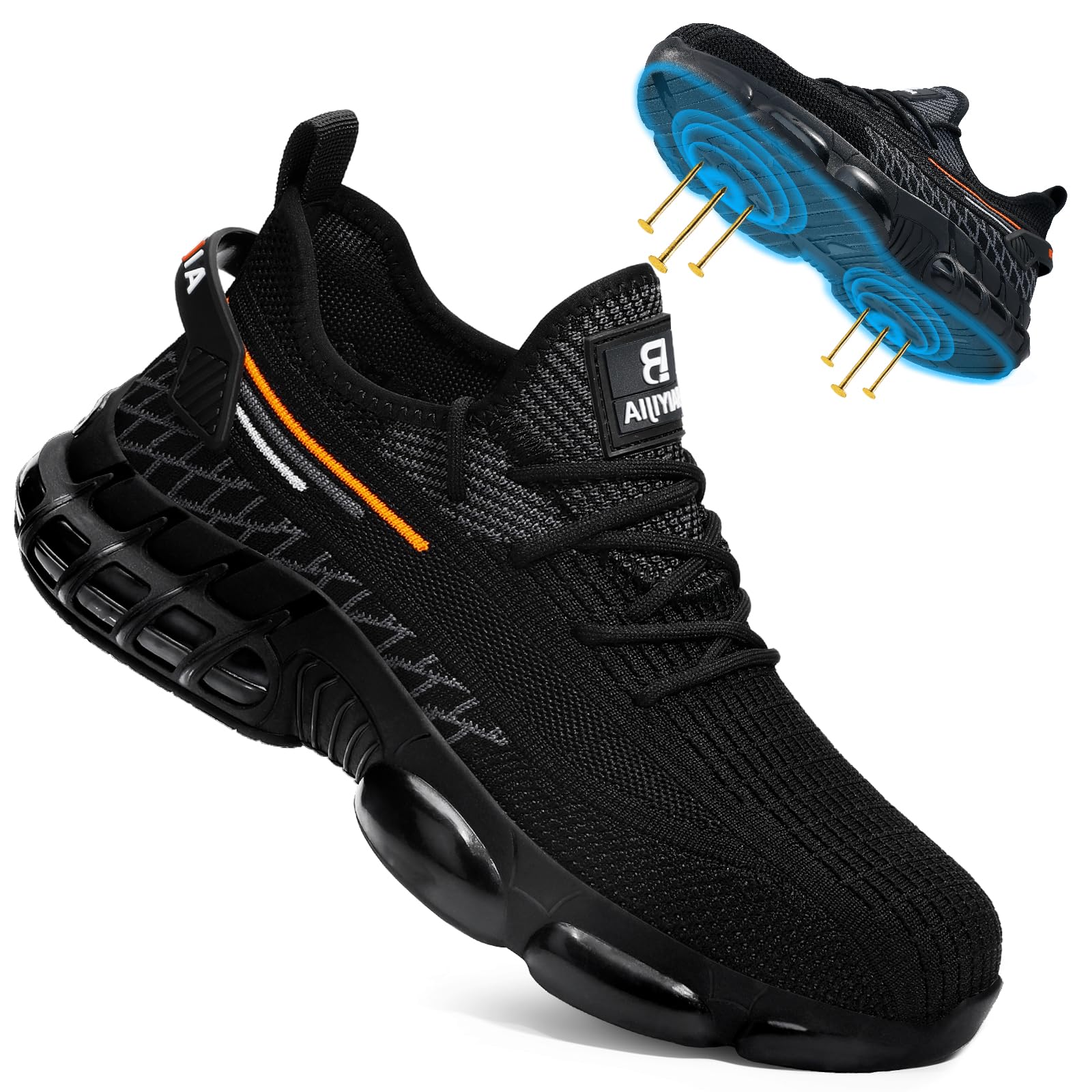 Lightweight Steel Toe Work Shoes for Men & Women - OSHA Approved Safety Sneakers for Construction, Industrial & Outdoor Work | Comfortable Non-Slip Work Shoes for Job Sites, Warehouses & Landscaping