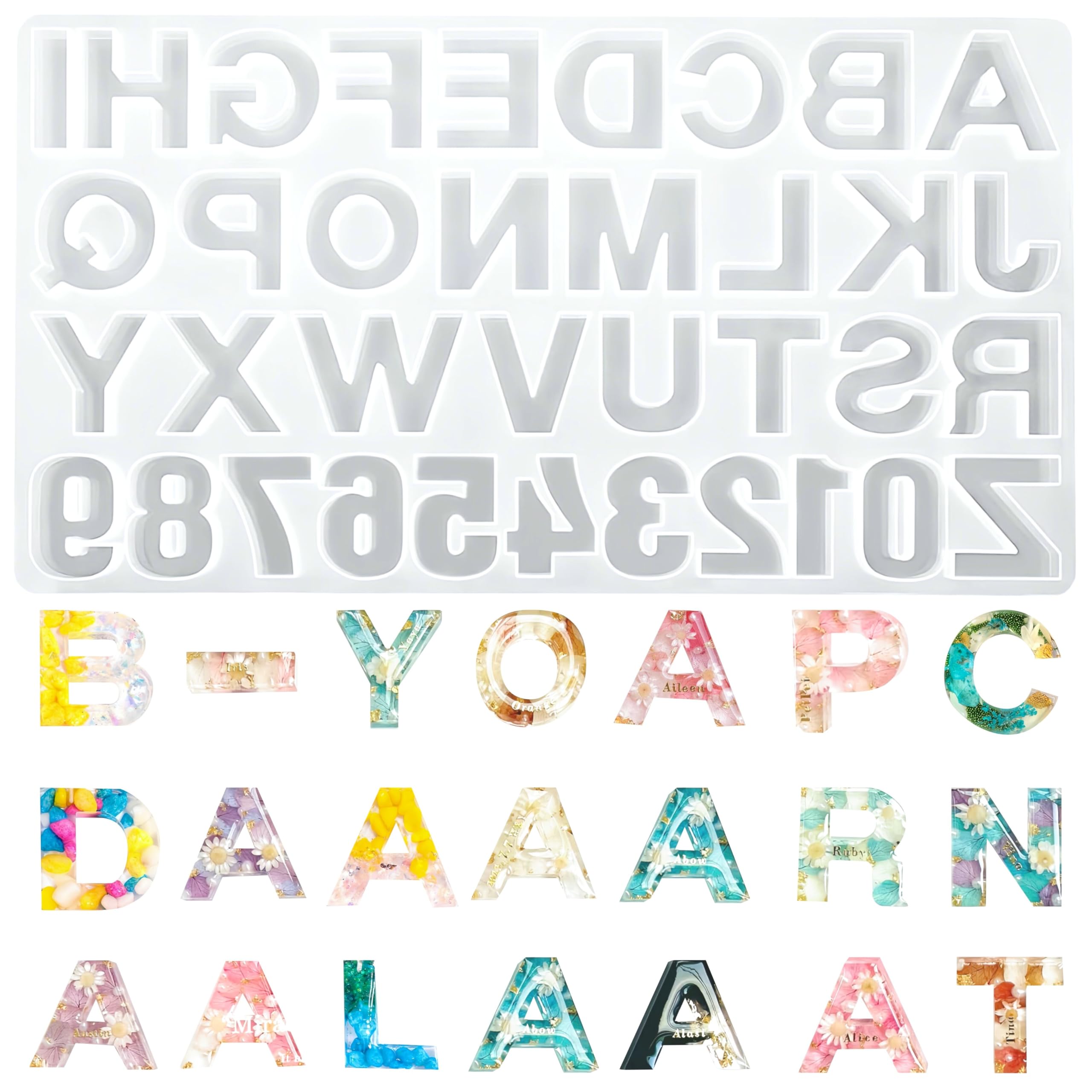 Premium Silicone Resin Molds for Epoxy Casting - DIY Alphabet, Number & Keychain Molds Kit - Reversible Letter Molds for Jewelry, Crafts & Home Decor Projects