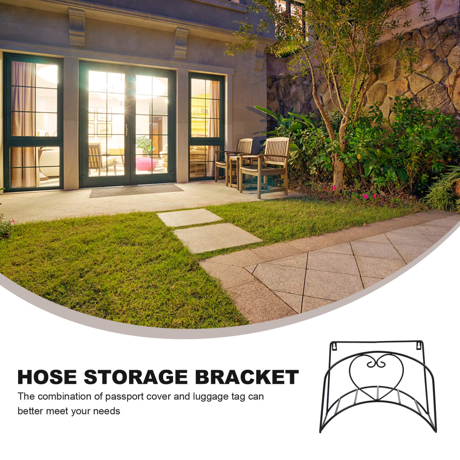 Heavy Duty Wrought Iron Hose Holder - Wall Mount Clothes Rack & Coat Hanger with Screws - Perfect for Garage, Laundry Room, and Automotive Storage - Durable Water Hose Stand Accessory for Organizing Hoses, Hooks, and Tools