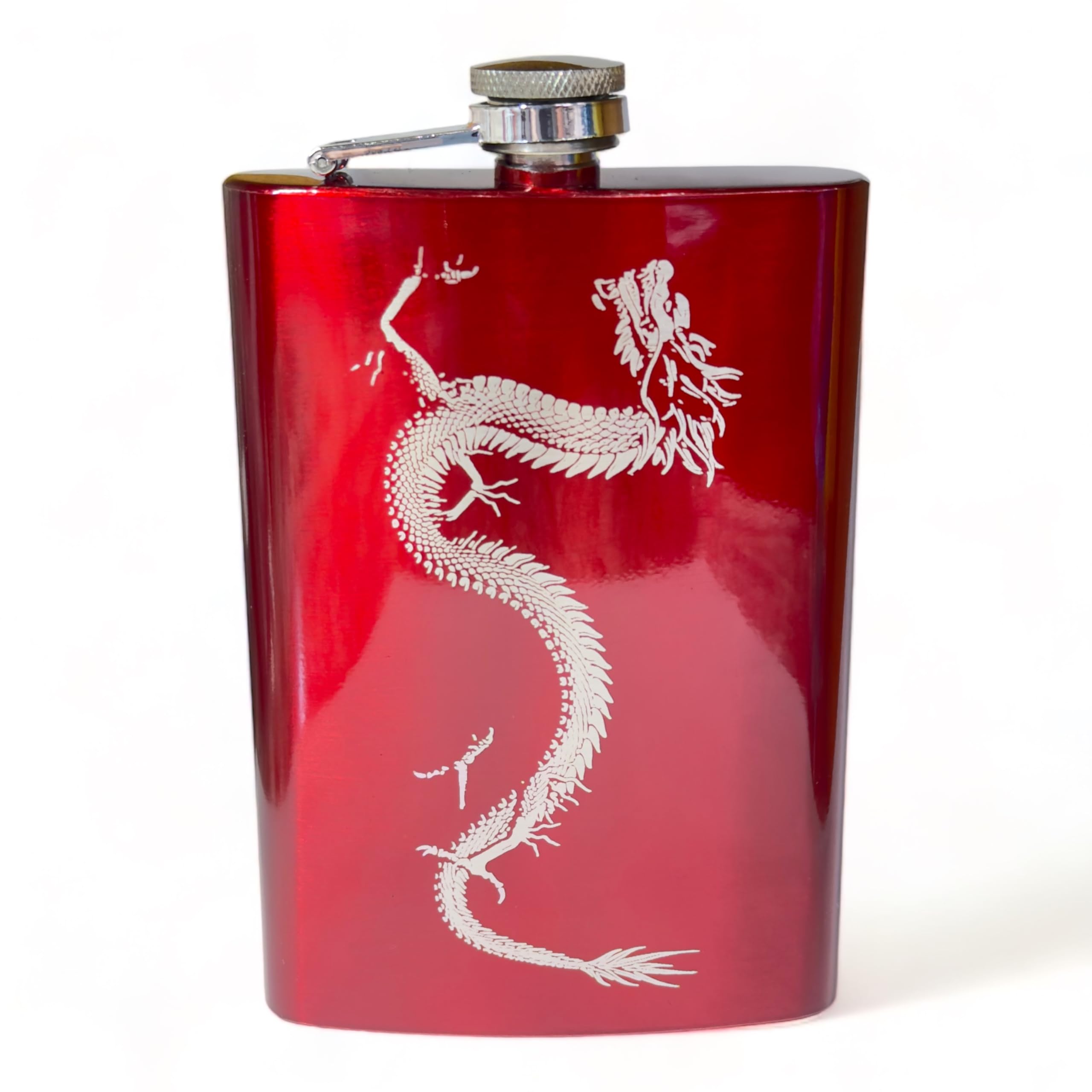 8oz Red Chinese Dragon Flask - Stainless Steel Hip Flask for Whiskey, Bourbon & Liquor - Perfect for Gifts, Parties, Travel & Outdoor Adventures