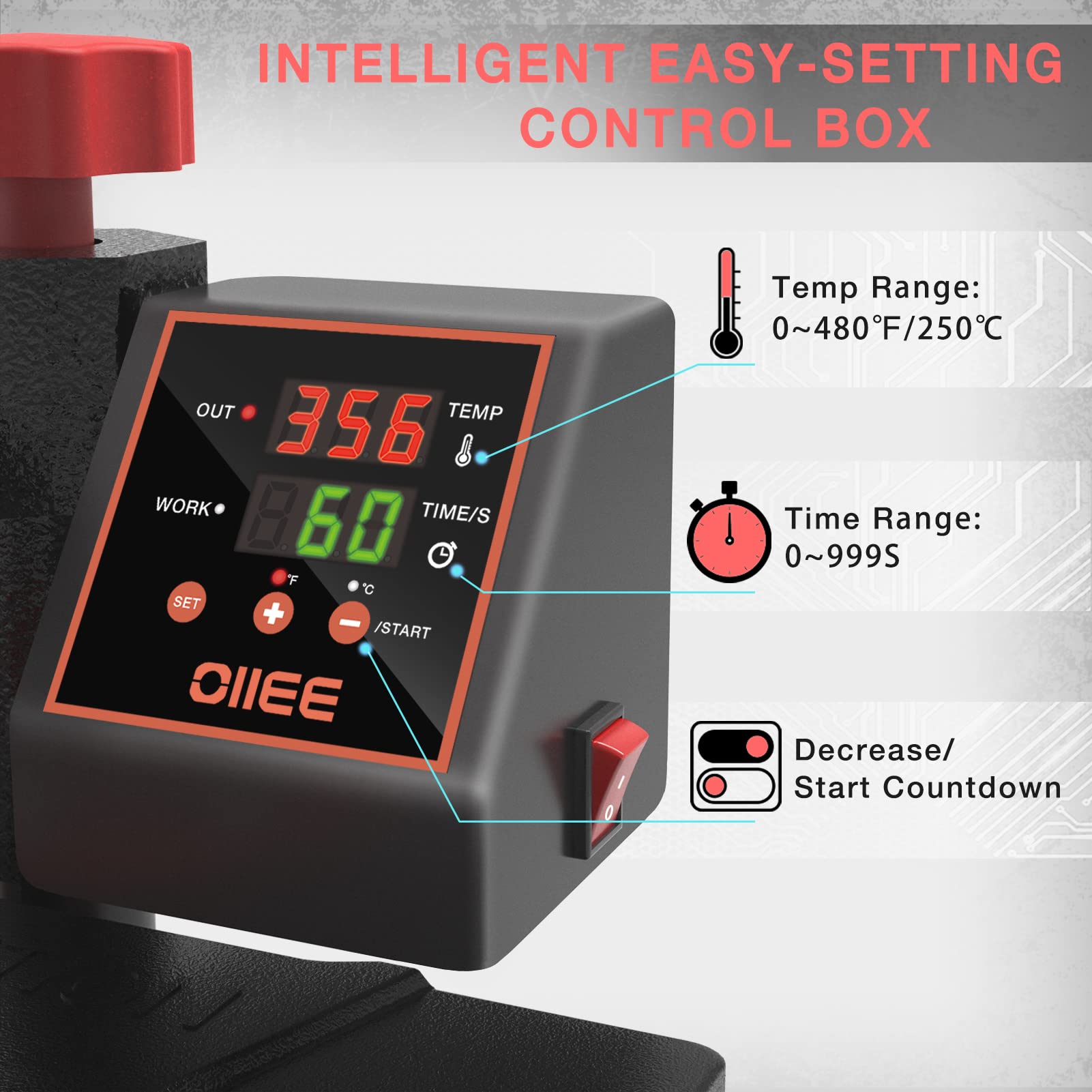 OIIEE 5-in-1 Heat Press Machine Combo - 12x15 Inch Digital T-Shirt Printer with 360° Swing Away, Sublimation Heat Transfer for Shirts, Mugs, Hats & Plates | Perfect for DIY Custom Apparel, Personalized Gifts & Small Business Printing
