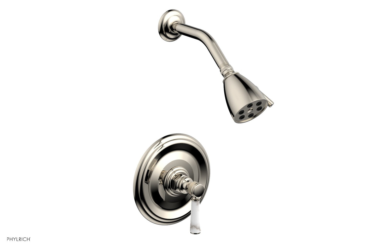 HEX TRADITIONAL Pressure Balance Shower Set - White Marble Finish, 500 GPM, 23 Function Spray - Perfect for Modern Bathroom Renovations & Spa-Like Shower Experience