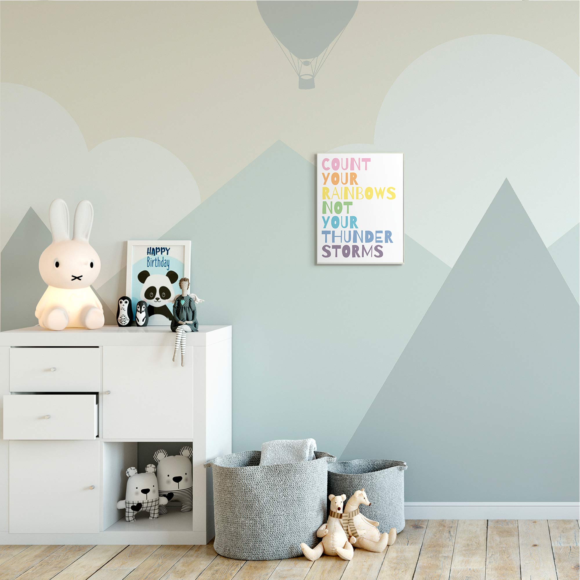 Stupell Industries 'Count Thunder Storms' Rainbow Text Wall Plaque - 10x15 Inch White Home Decor by Wild Apple Portfolio | Perfect for Nursery, Kids Room & Playroom Decor