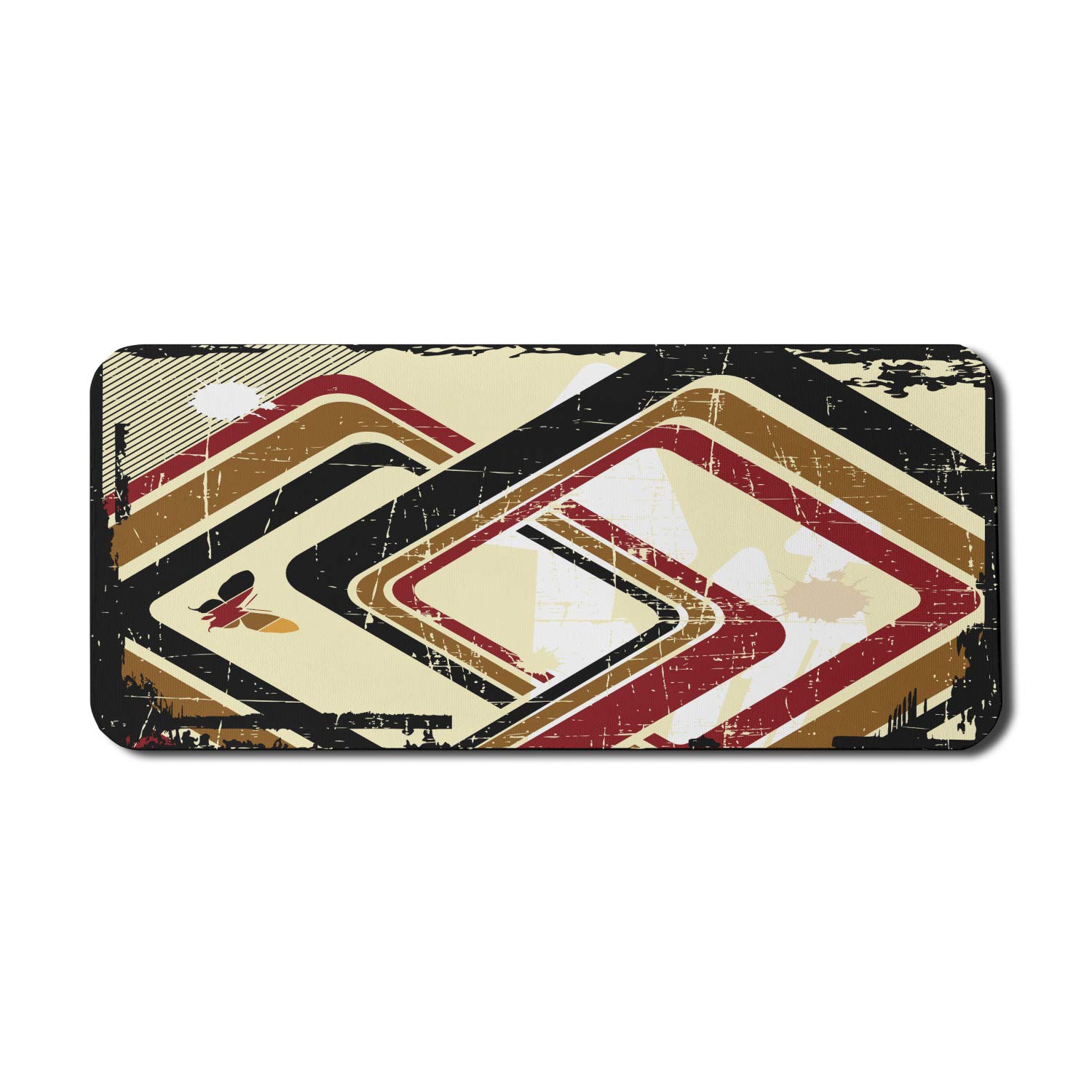 Ambesonne Abstract Computer Mouse Pad - Trippy Grunge Butterfly Retro Design, Non-Slip Rubber Base, Extra Large 35