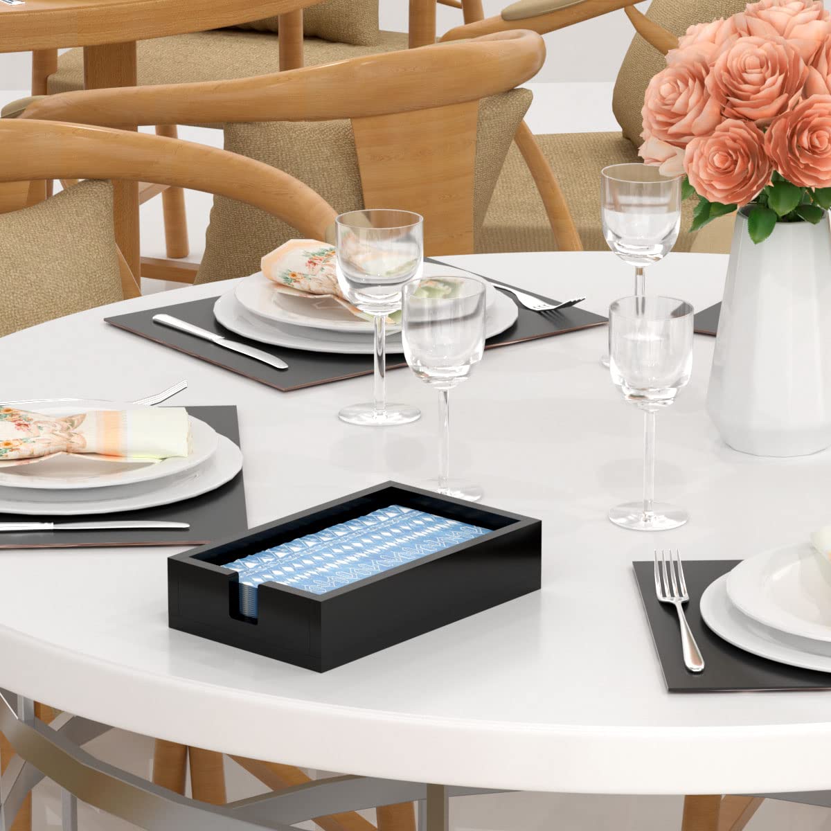 HIIMIEI Acrylic Napkin Holder - Black Bathroom & Kitchen Towel Organizer for Guest, Disposable Napkins, Hand Towel Tray - Perfect for Parties, Weddings, Hotels & Restaurants (Black) - Ideal for Home Decor & Hospitality Use