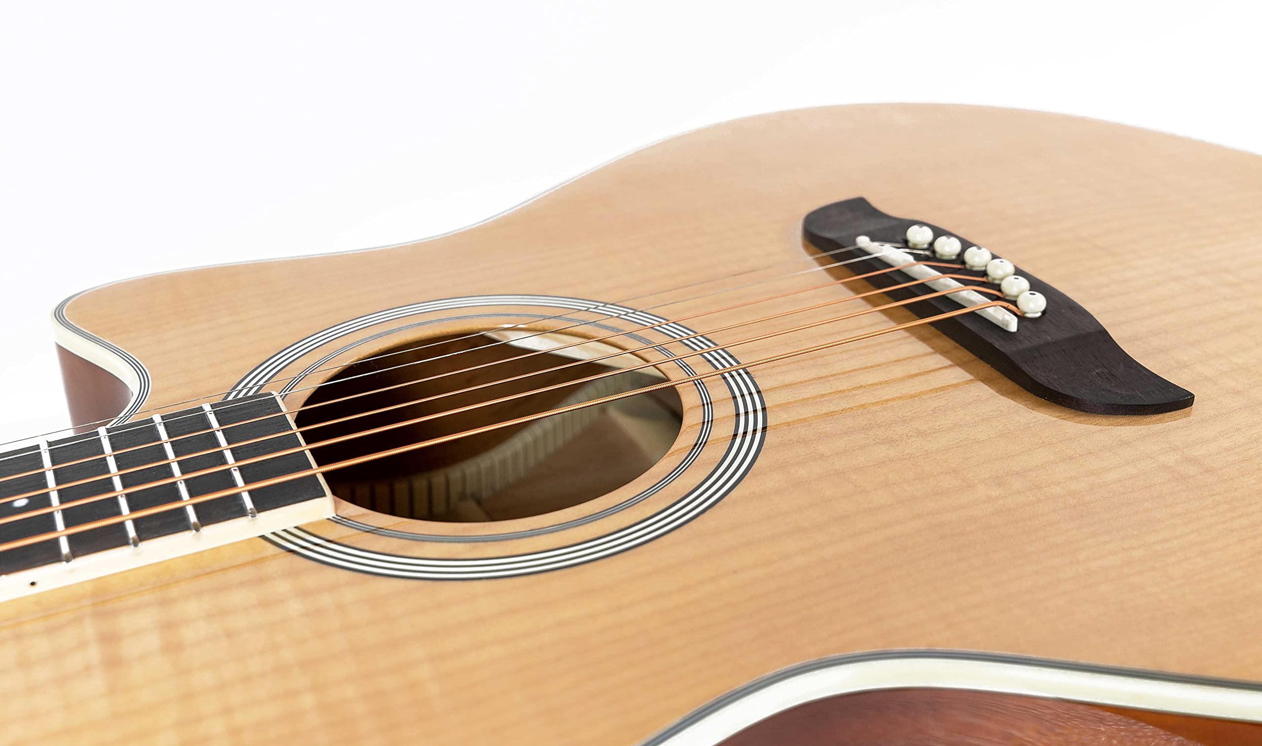Oscar Schmidt OA10CE Mini Auditorium Acoustic-Electric Guitar Bundle - Natural Finish with Cable, Tuner, Strap, Picks, Instructional Book & Accessories | Perfect for Beginners, Travel & Live Performances