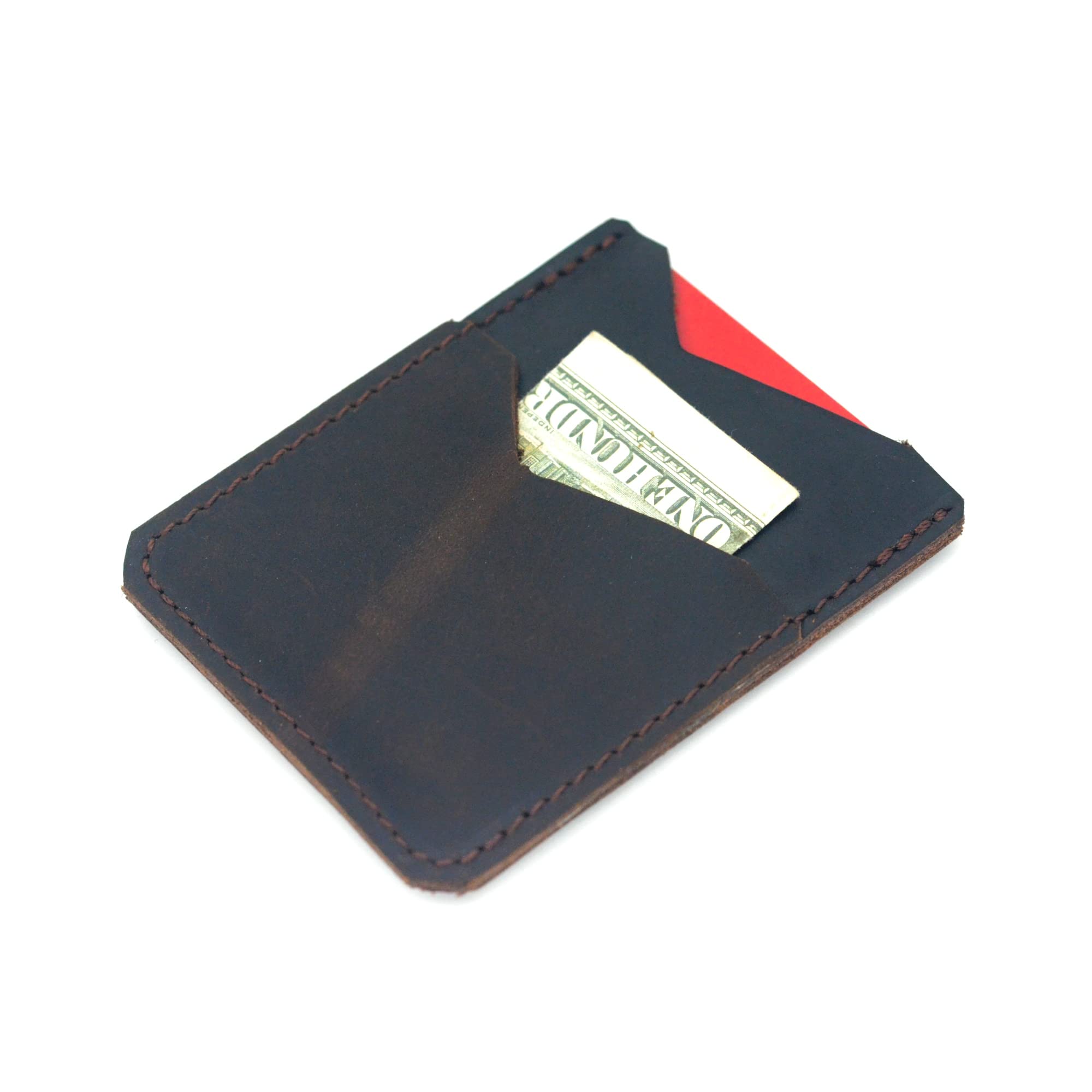 JJNUSA Slim Front Pocket Wallet - Minimalist Leather Card Holder for Men & Women | RFID Blocking | Distressed Brown Genuine Leather | Perfect for Travel, Everyday Carry & Gift Giving