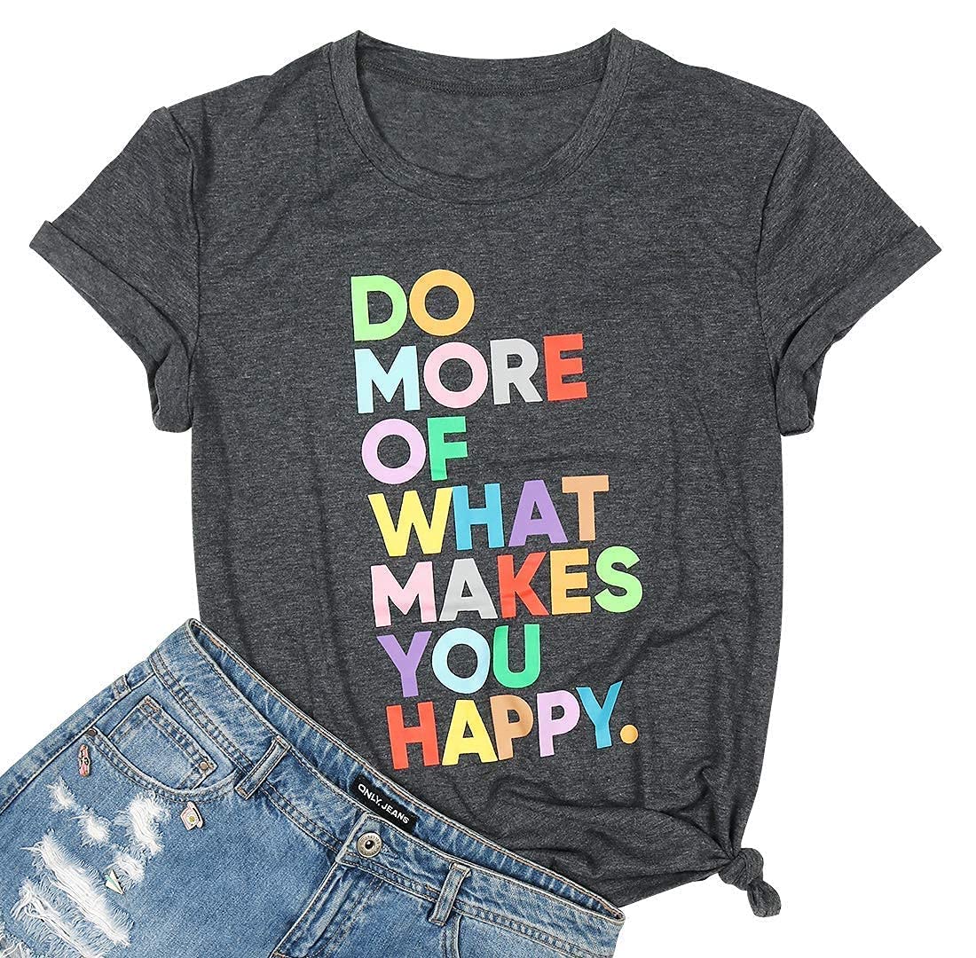 Women's Inspirational Graphic Tee - Positive Message Letter Printed T-Shirt for Teachers | Cute & Happy Casual Wear for Work, School & Everyday Outfits