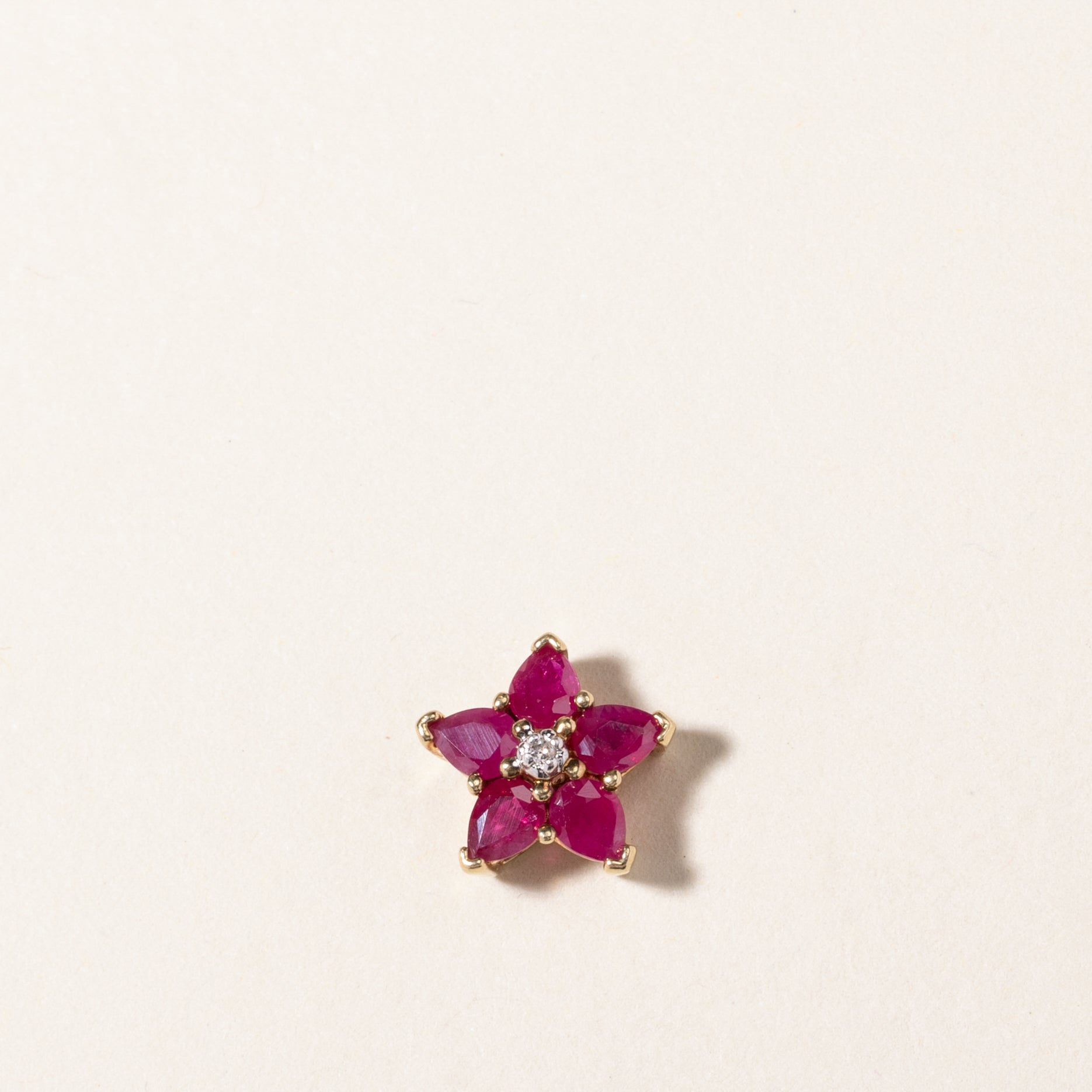 10K Gold Synthetic Ruby & Diamond Star Pendant Necklace | 0.70ctw Ruby, 0.007ctw Diamond | Elegant Jewelry Gift for Women, Birthday, Anniversary, Valentine's Day