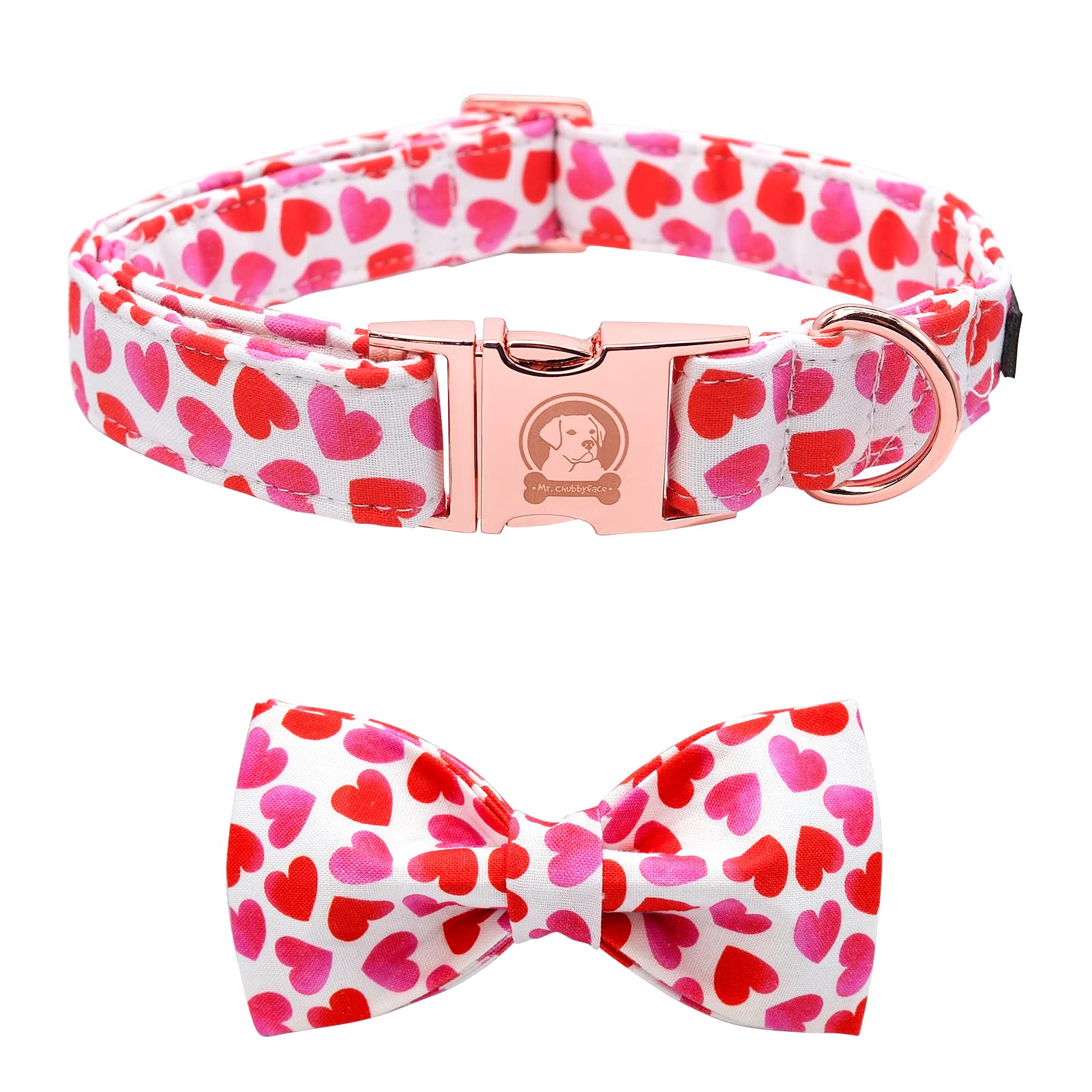 MR. CHUBBYFACE Adjustable Valentine's Day Dog Collar with Bow Tie - Cute Pet Accessories for Small, Medium & Large Dogs - Perfect for Valentine's Gifts, Photo Shoots & Special Occasions