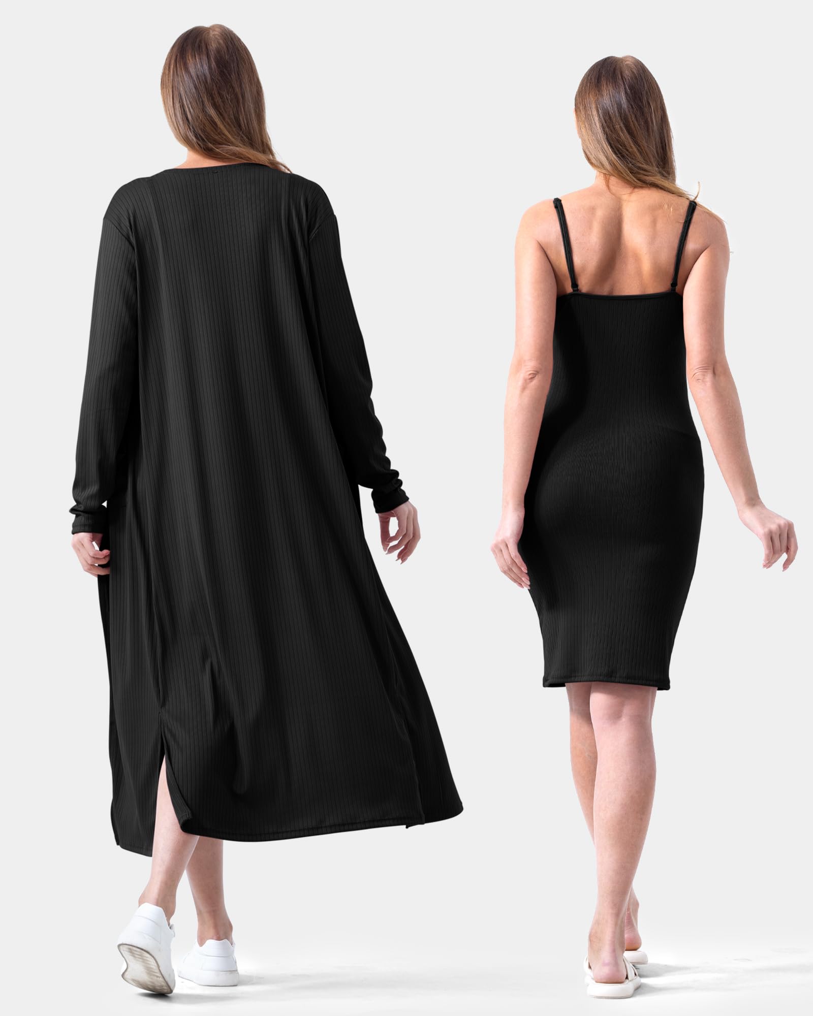 RNXRBB 2-Piece Adjustable Maternity Dress Set - Long Sleeve Bodycon Dress & Cardigan for Pregnancy, Baby Shower, Wedding Guest | Fall Fashion Outfit for Expecting Moms