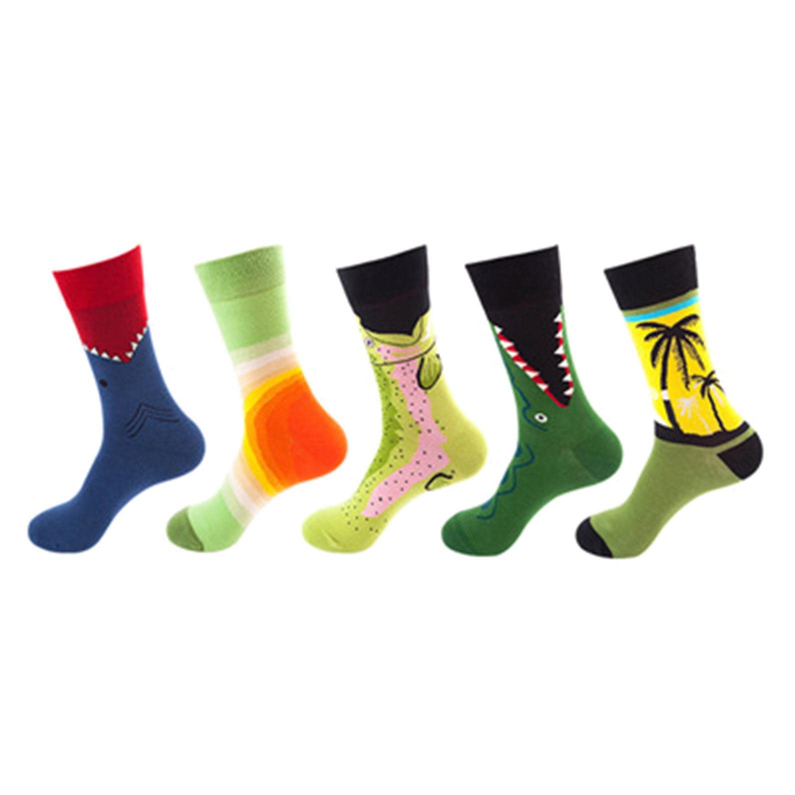 **Funny Printed Cotton Socks for Men & Women - 5 Pairs Pack (Sizes 9-12) | Long Anatomical Design, Comfortable & Breathable | Perfect Gift for Holidays, Parties & Casual Wear**