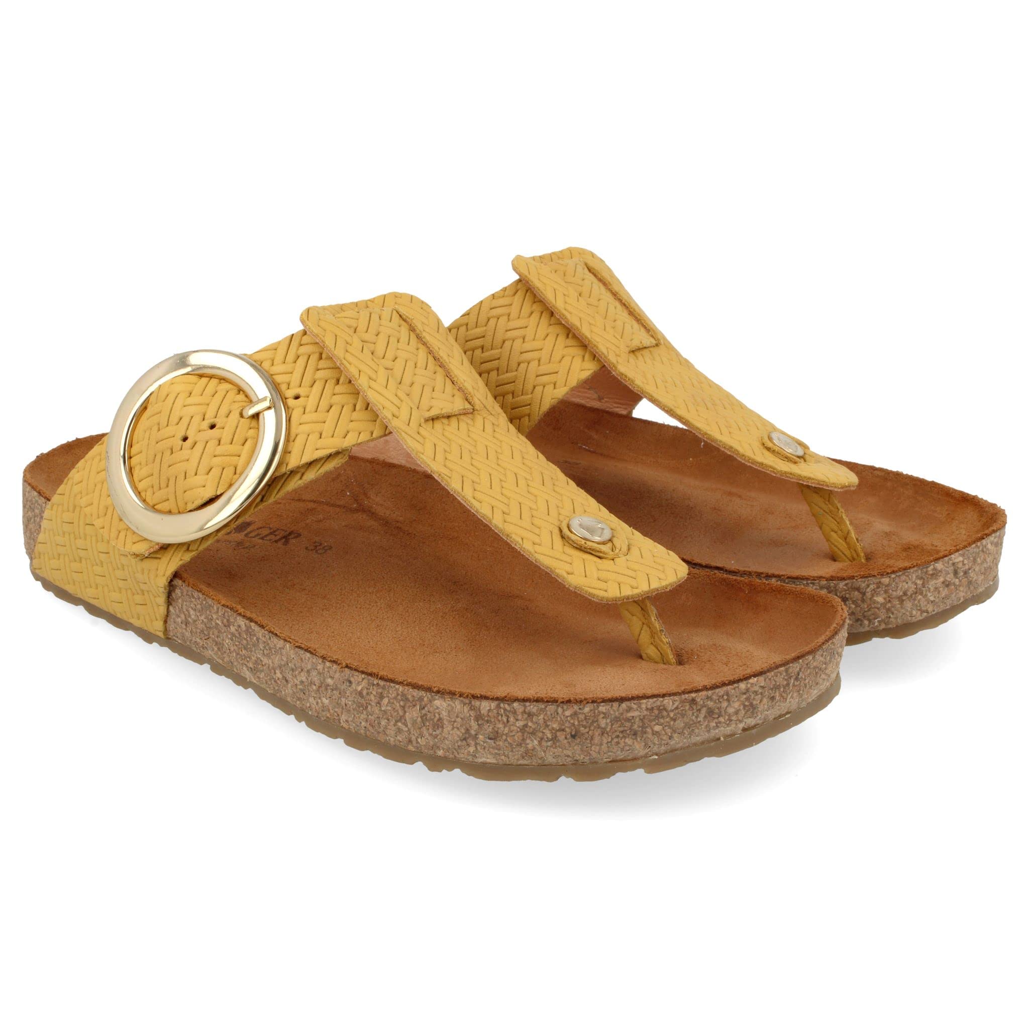 HAFLINGER Women's Summer Mule Sandals - Soft Leather Round Buckle Corinna Style for Comfort & Fashion | Perfect for Beach, Vacation & Casual Wear
