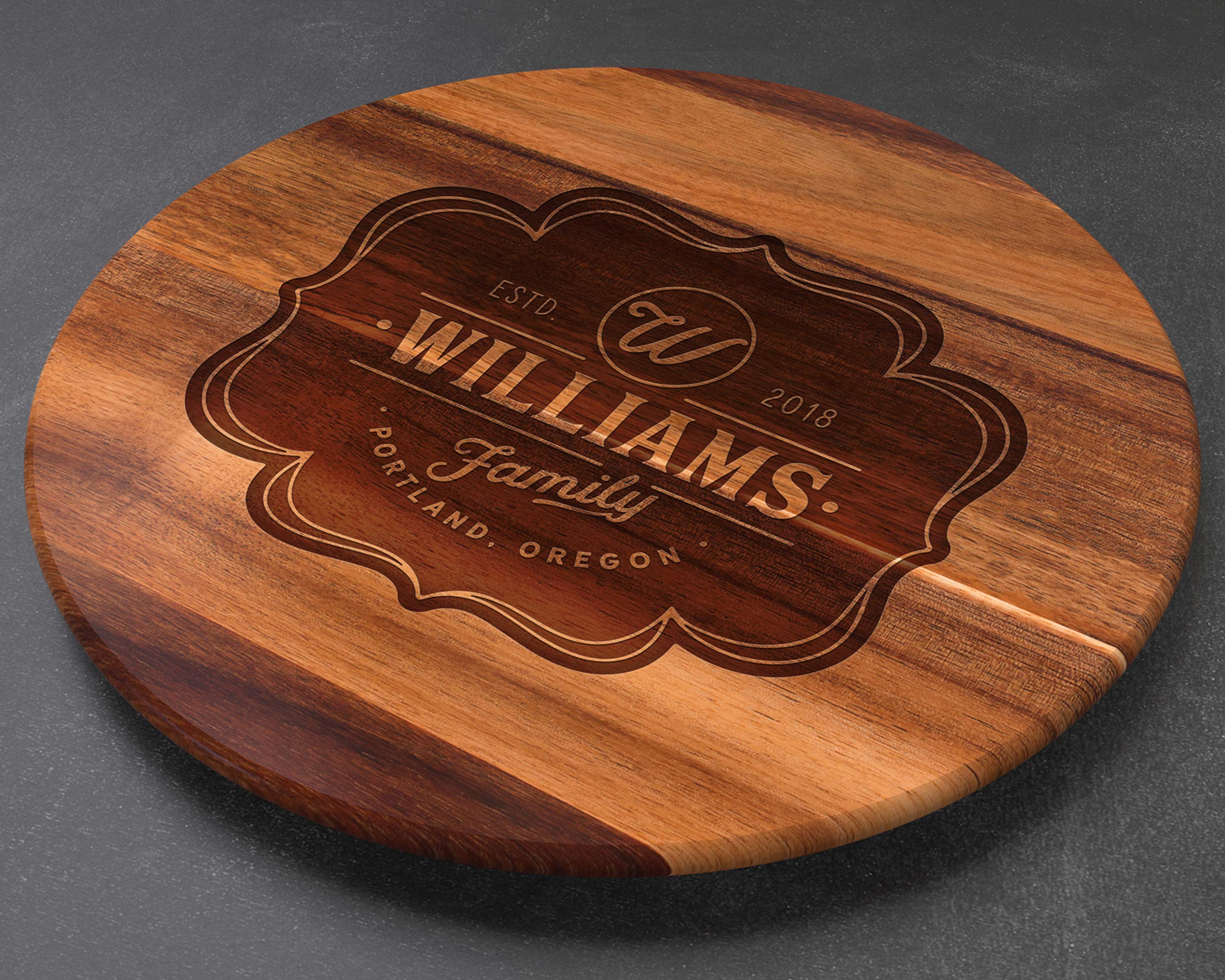 Personalized Engraved Wood Lazy Susan Turntable - Unique Wedding, Anniversary, Mother's Day Gift for Mom & Wife - Perfect for Dining Table Decor, Serving Appetizers, and Home Entertaining