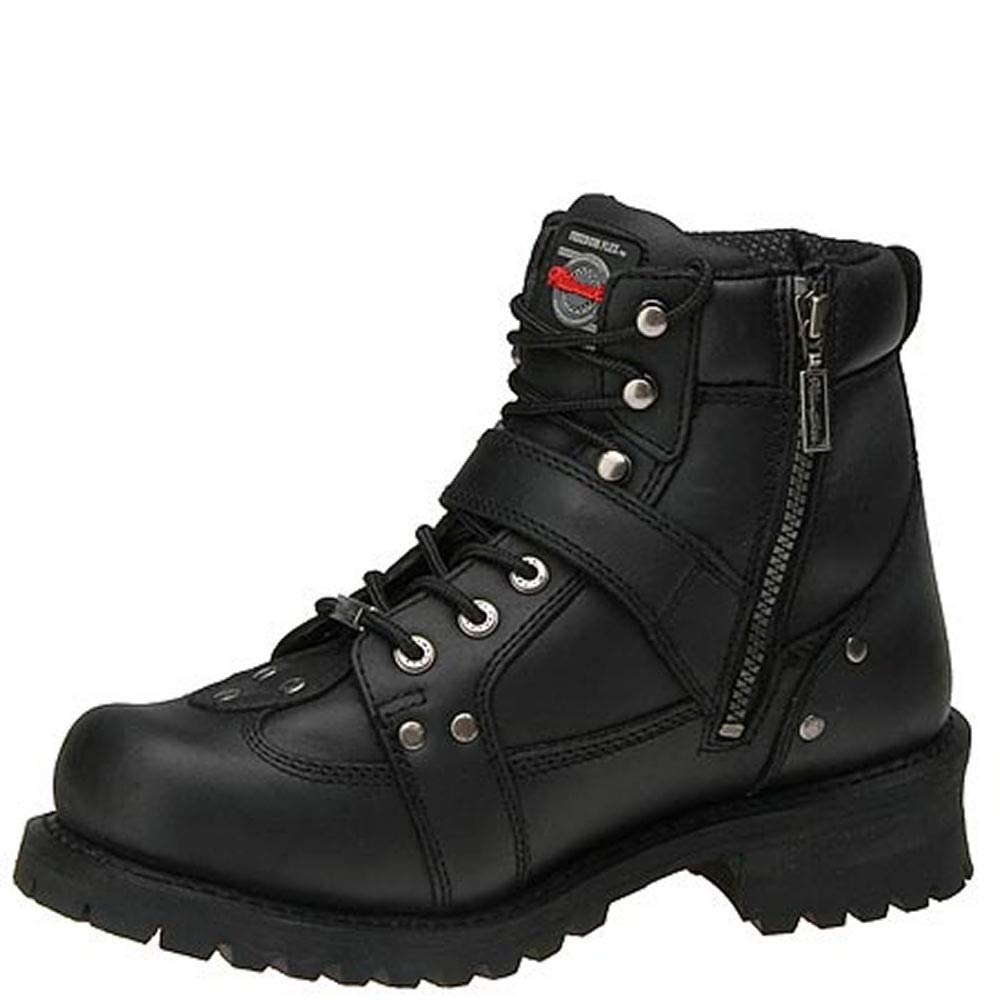 Milwaukee Road Captain Men's Motorcycle Boots - Black Leather Size 13 M - Durable Riding Boots for Cruiser & Harley Bikers - Perfect for Long Rides & Road Trips