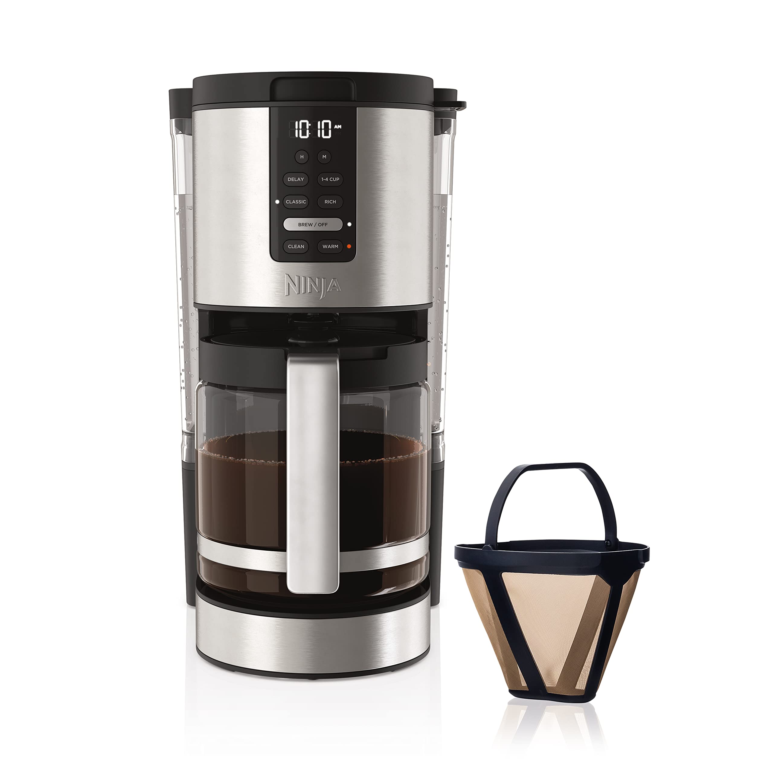 Ninja DCM200C Programmable XL 14-Cup Coffee Maker with Permanent Filter - Stainless Steel Silver - 14-Cup Glass Carafe - Perfect for Home, Office & Large Gatherings