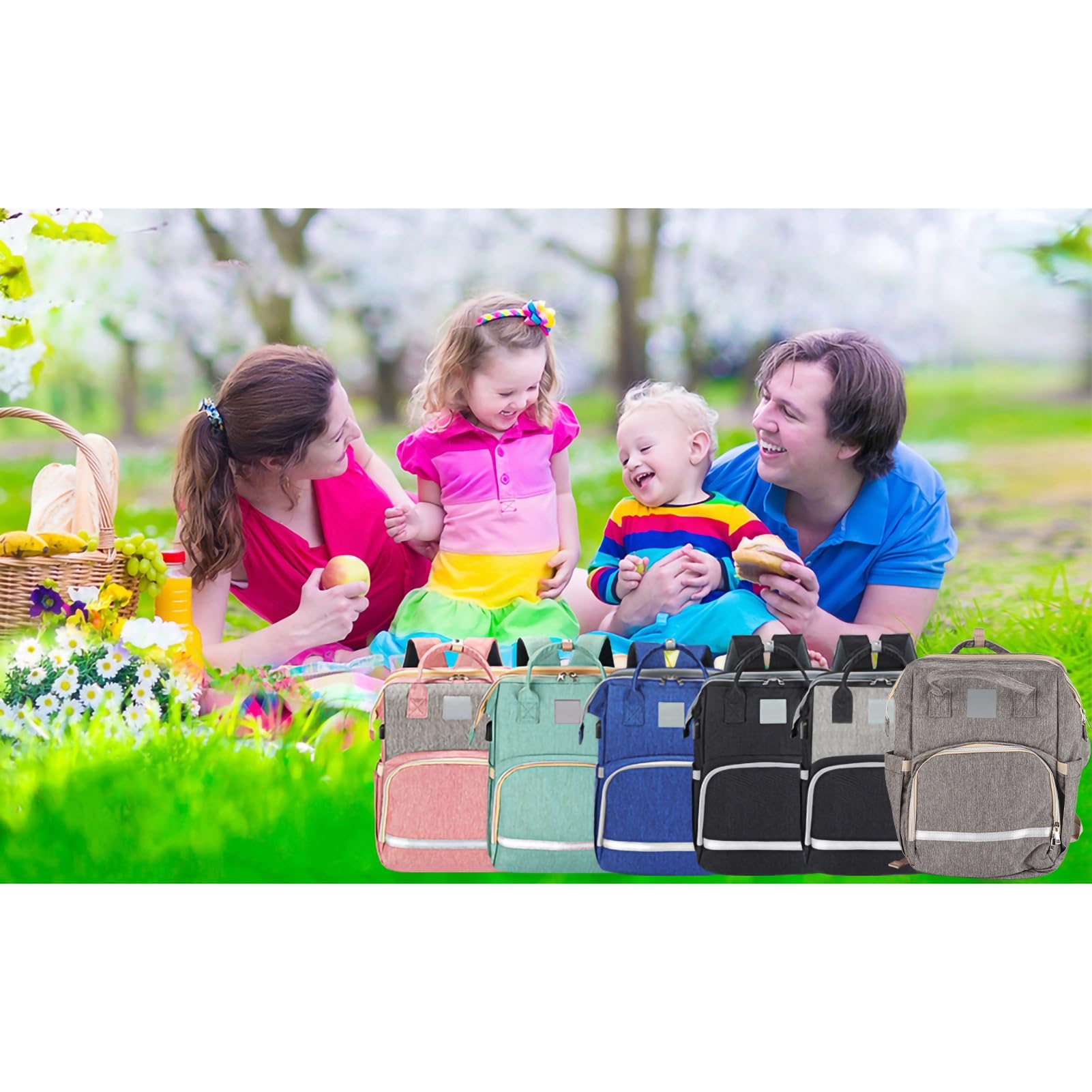 **Large Expandable Diaper Backpack for Moms - Multifunctional Travel Baby Bag with High Capacity, Waterproof & Stylish (Grayish Black) - Perfect for Day Trips, Air Travel & Baby Essentials Organization**