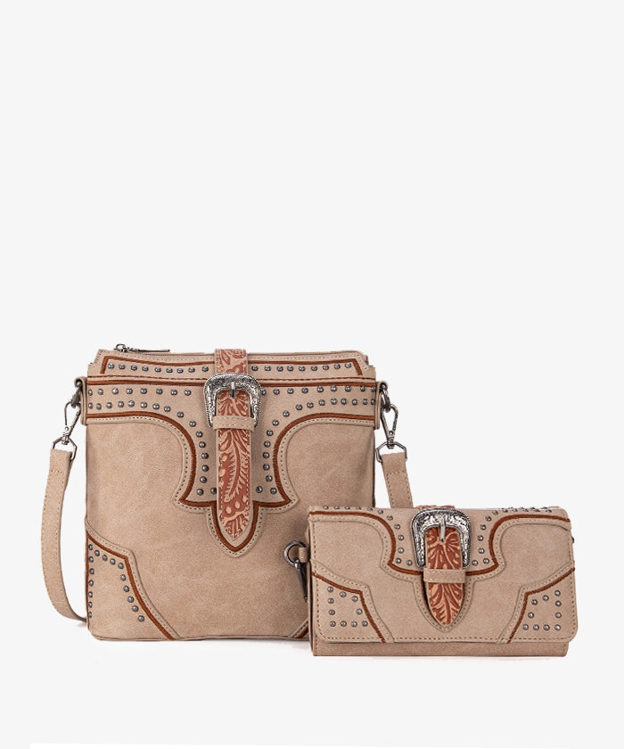 Montana West Stylish Buckle Studs Crossbody Bag Set for Women - Fashionable Purse with Adjustable Strap, Perfect for Daily Use, Travel & Shopping