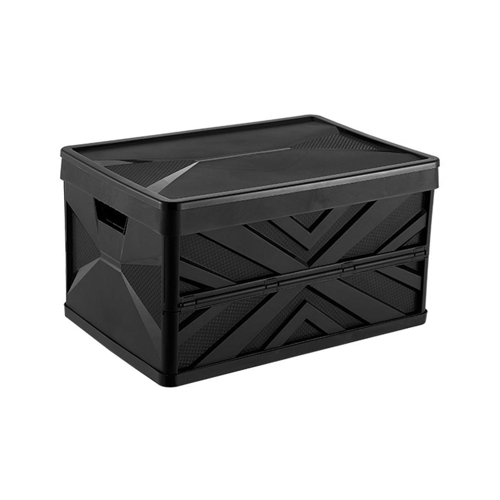 Collapsible Plastic Storage Bins - Foldable 55L Storage Box for Camping, Travel, Home & Office Organization (Black) - Space-Saving Solution for Clothes, Toys & Gear